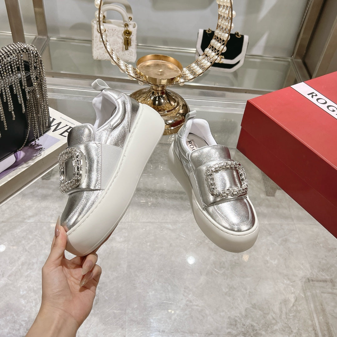 VIV' UP SNEAKERS IN SLIVER PATENT CALFSKIN - 35