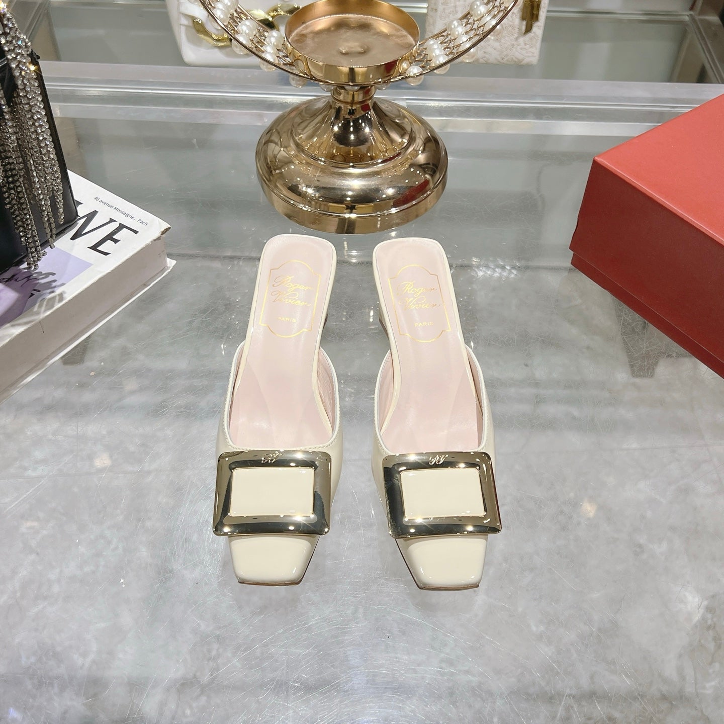 BELLE VIVIER MULES IN IVORY WHITE PATENT CALFSKIN - 35