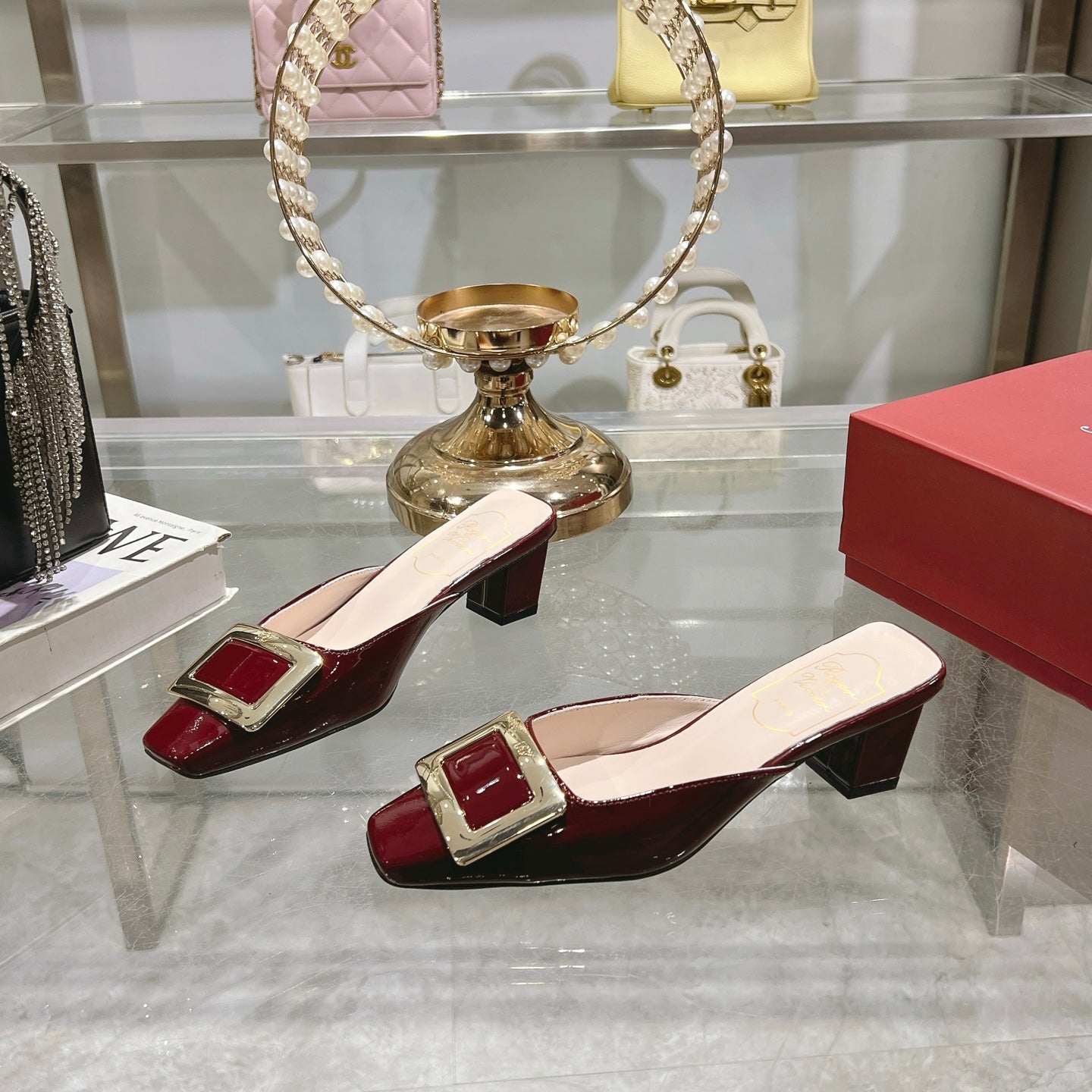 BELLE VIVIER MULES IN BLOOD RED PATENT CALFSKIN - 35