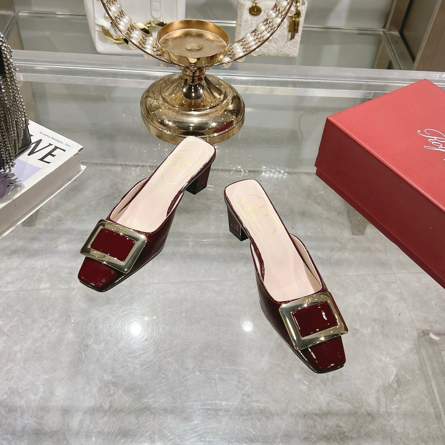 BELLE VIVIER MULES IN BLOOD RED PATENT CALFSKIN - 35