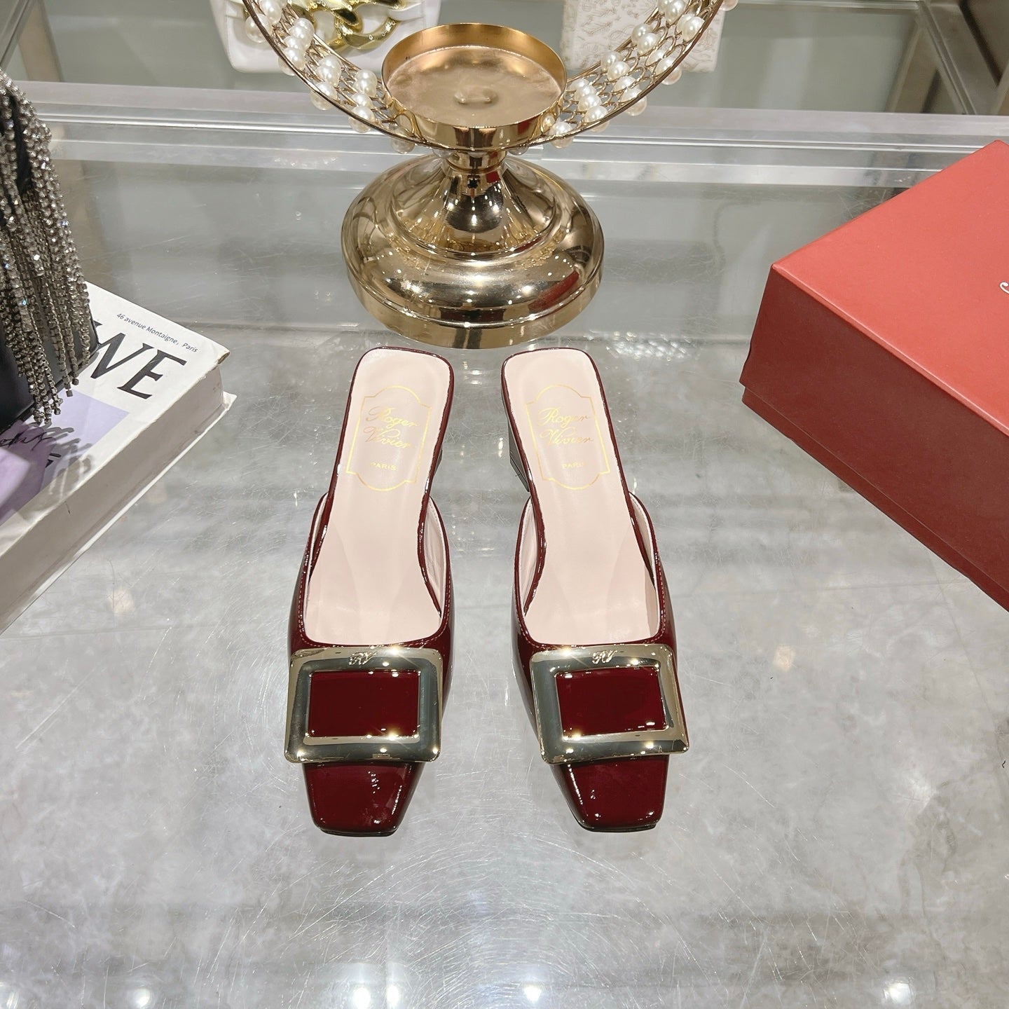 BELLE VIVIER MULES IN BLOOD RED PATENT CALFSKIN - 35