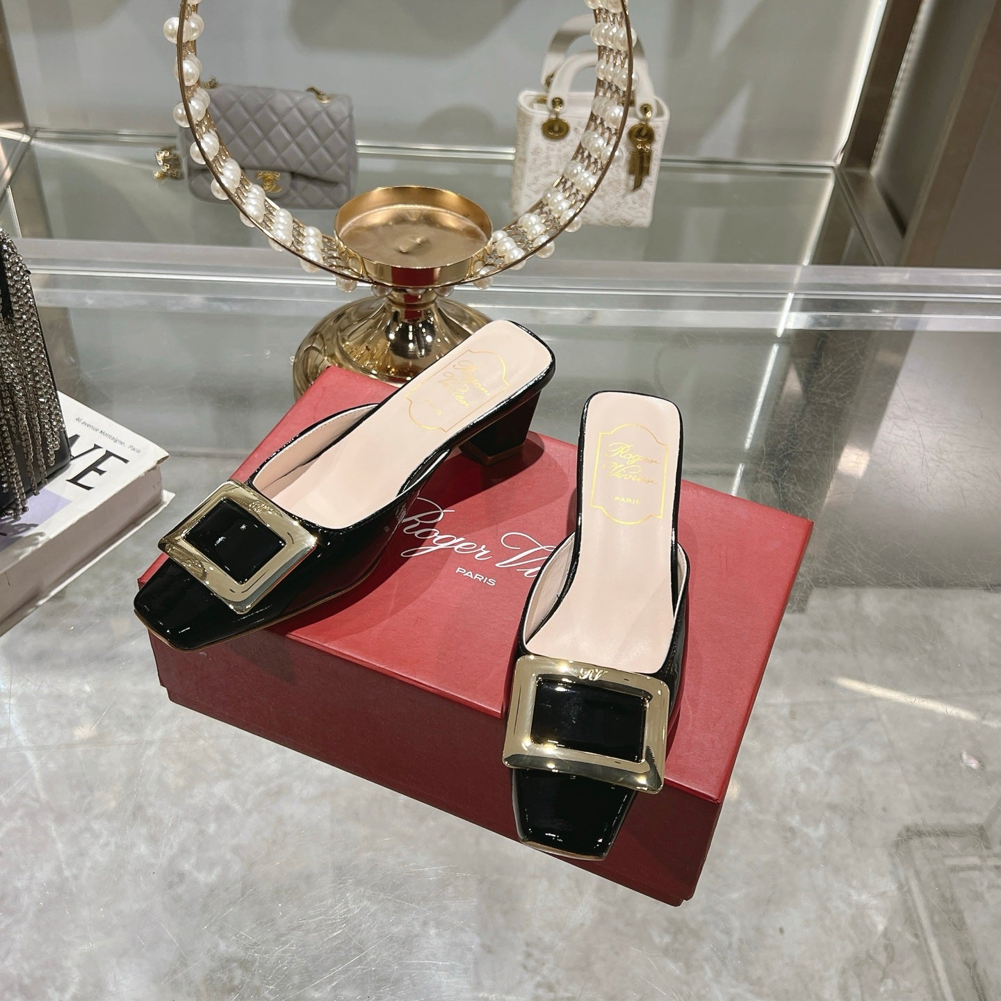 BELLE VIVIER MULES IN BLACK PATENT CALFSKIN - 35
