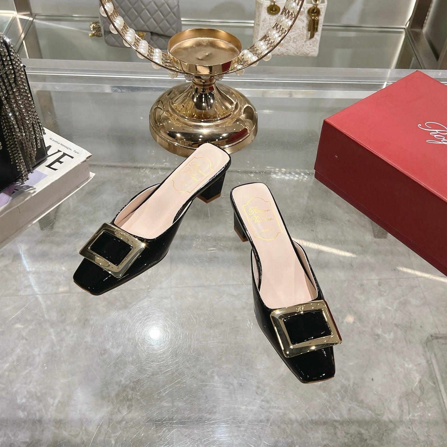 BELLE VIVIER MULES IN BLACK PATENT CALFSKIN - 35
