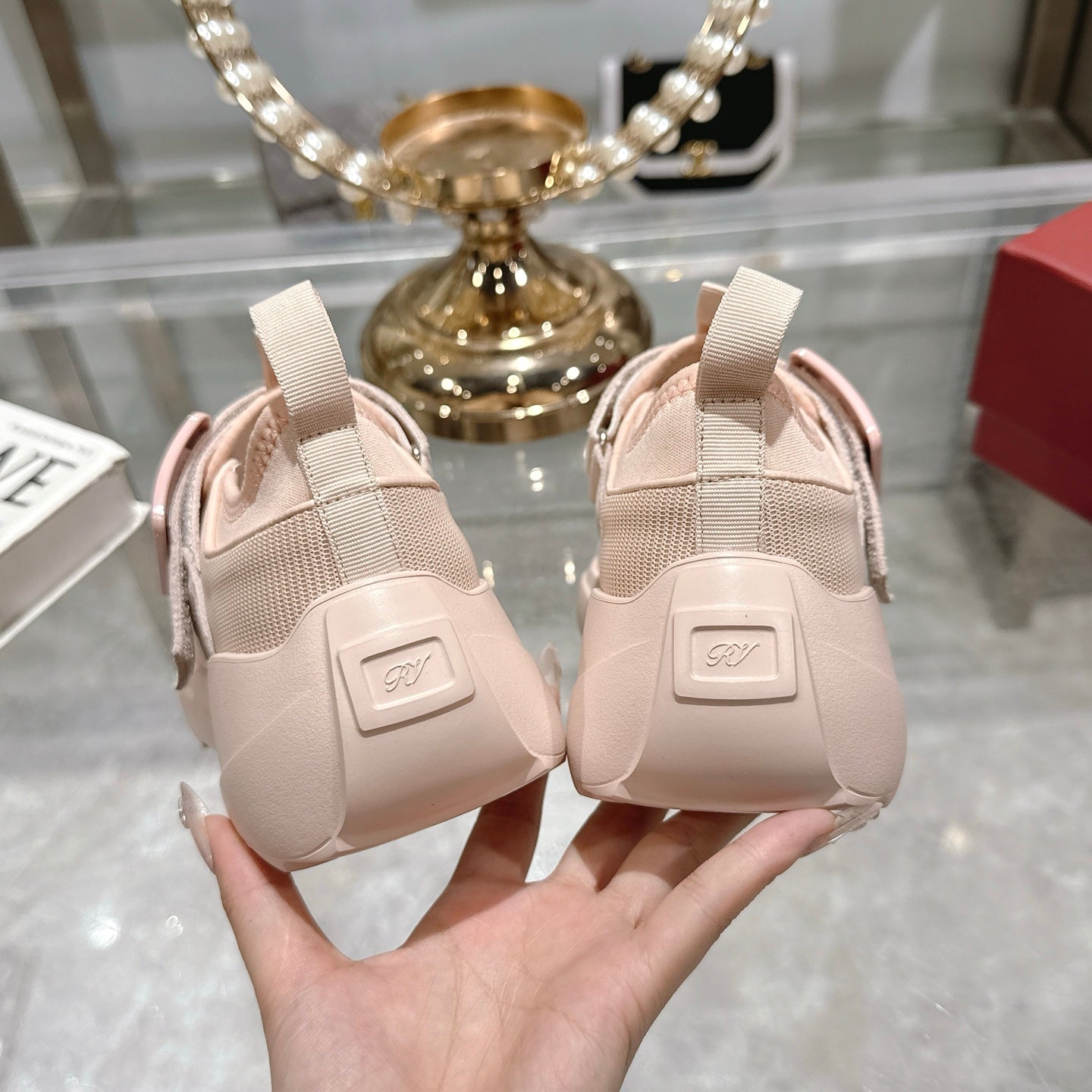 VIV' ON THE RUN TREKKY SNEAKERS IN BEIGE PINK FABRIC AND SUEDE - 35
