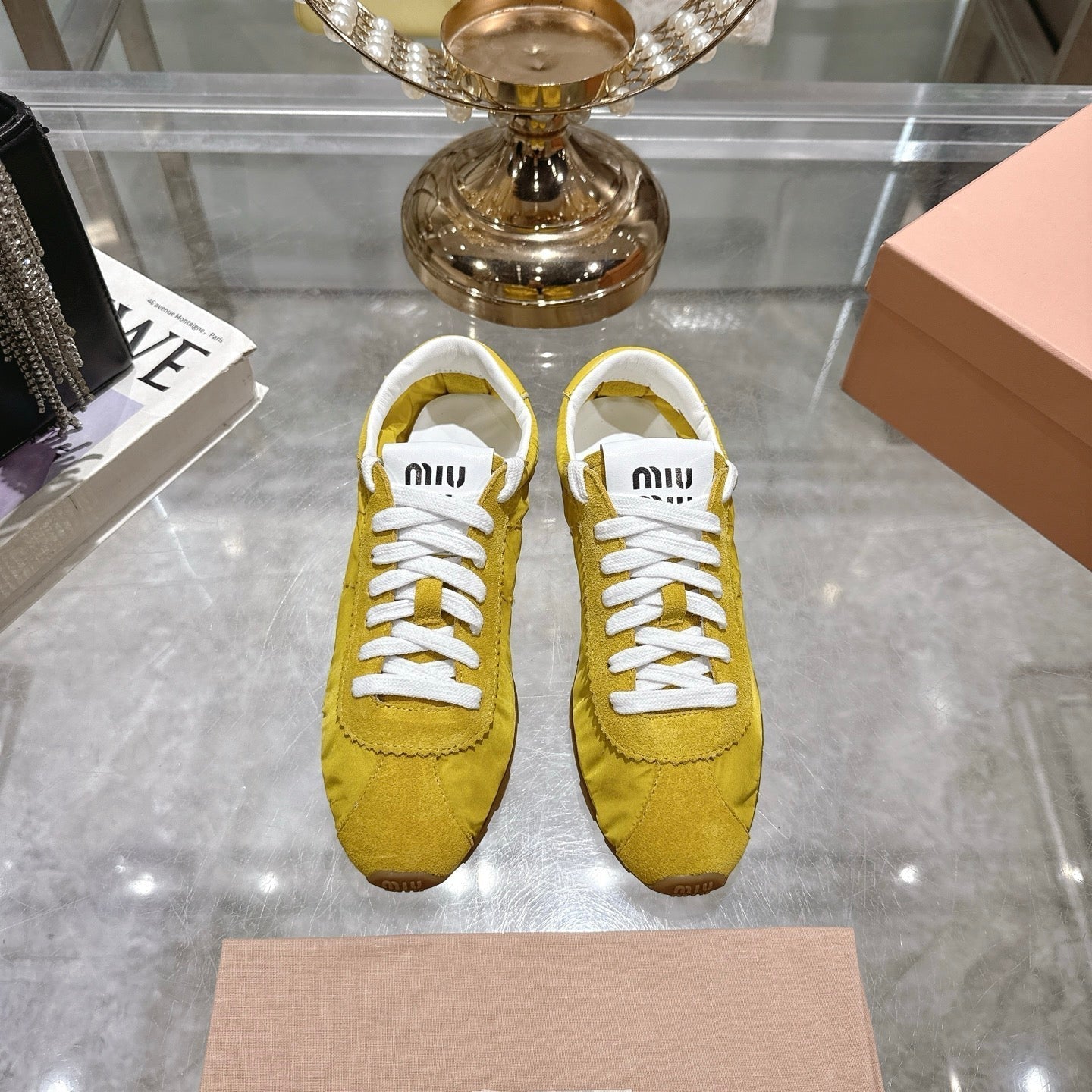 PLUME NAPPA SNEAKERS IN YELLOW SUEDE AND CANVAS - 35