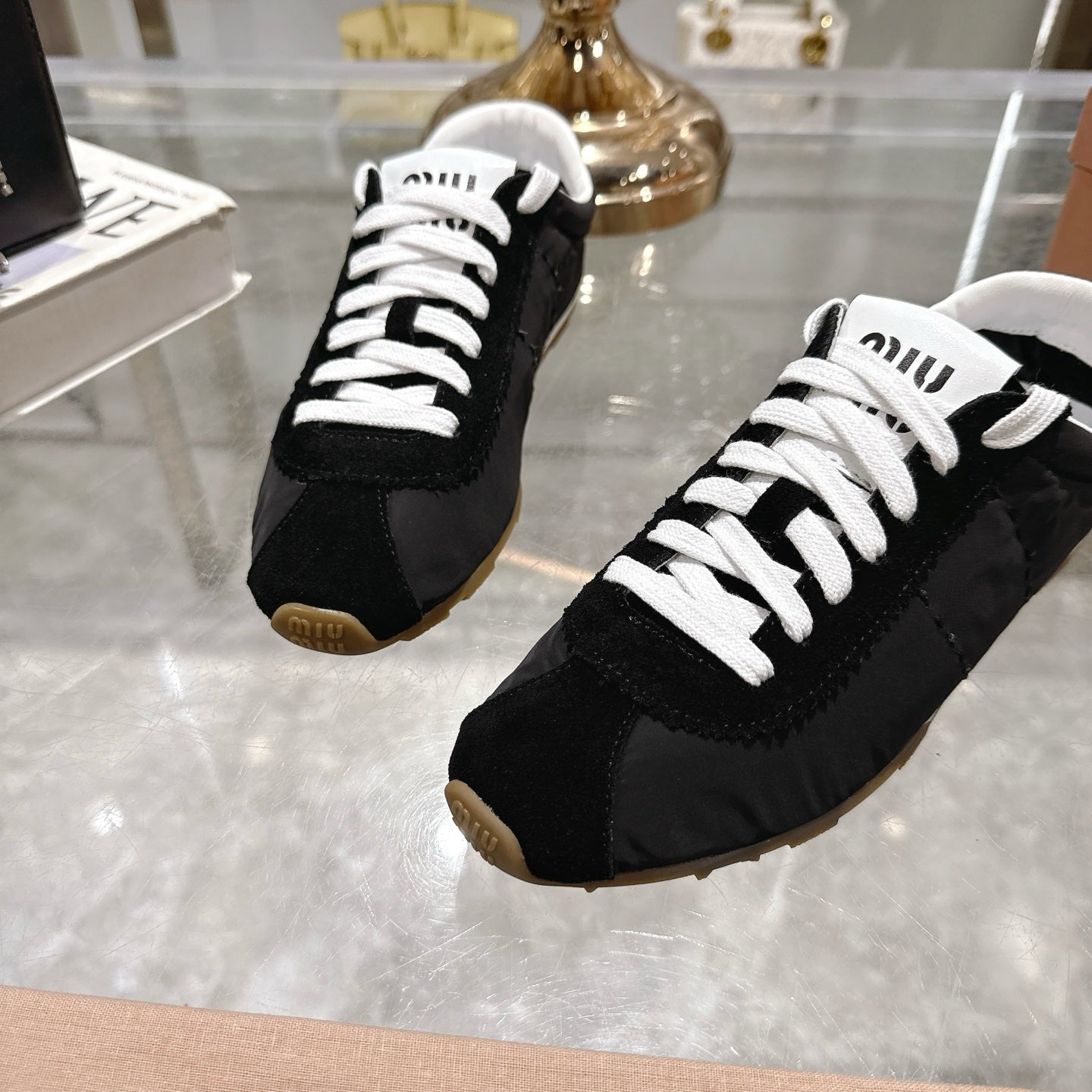 PLUME NAPPA SNEAKERS IN BLACK SUEDE AND CANVAS - 35