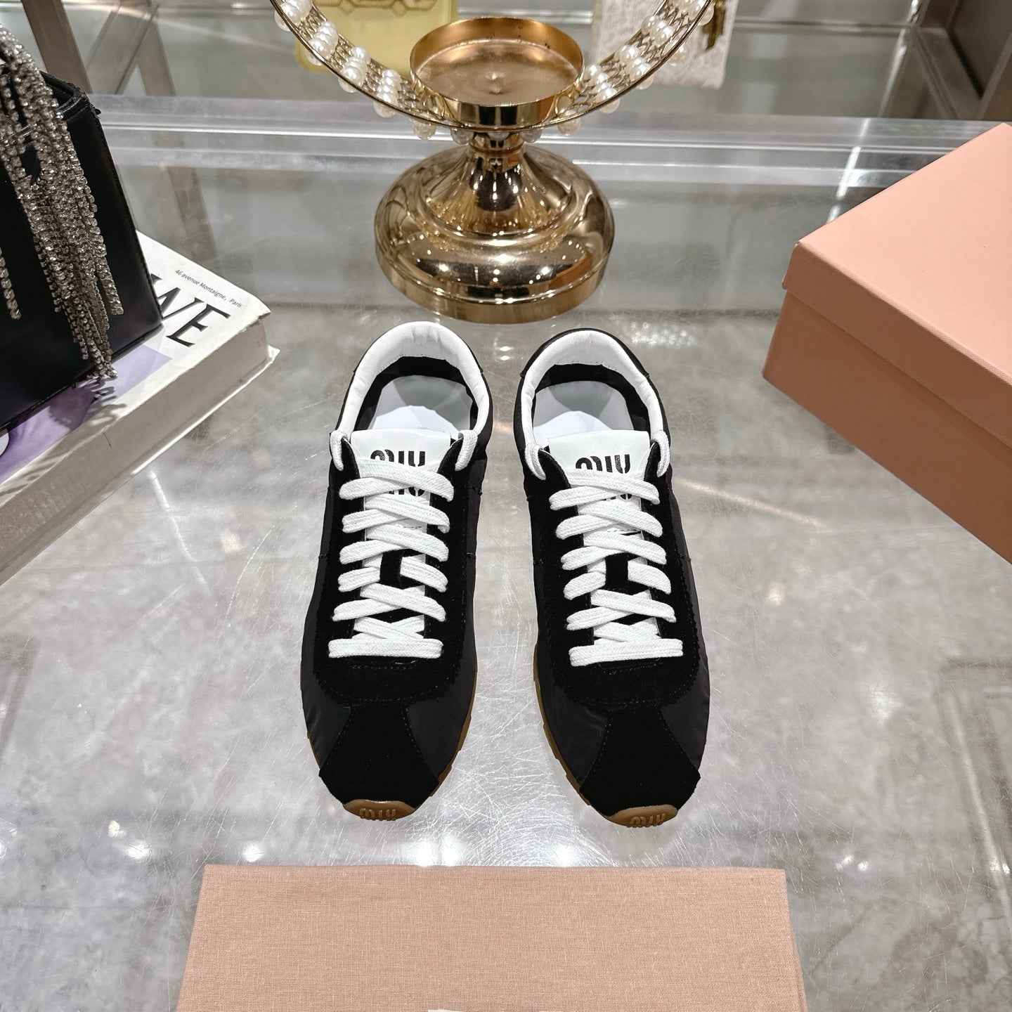 PLUME NAPPA SNEAKERS IN BLACK SUEDE AND CANVAS - 35
