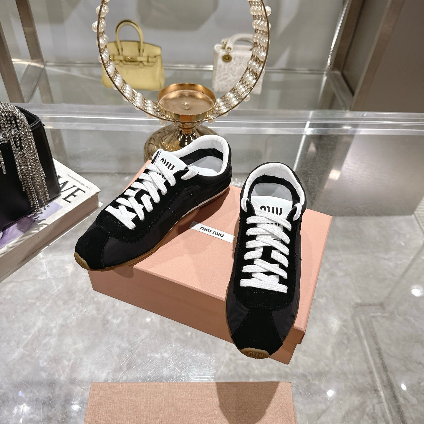 PLUME NAPPA SNEAKERS IN BLACK SUEDE AND CANVAS - 35