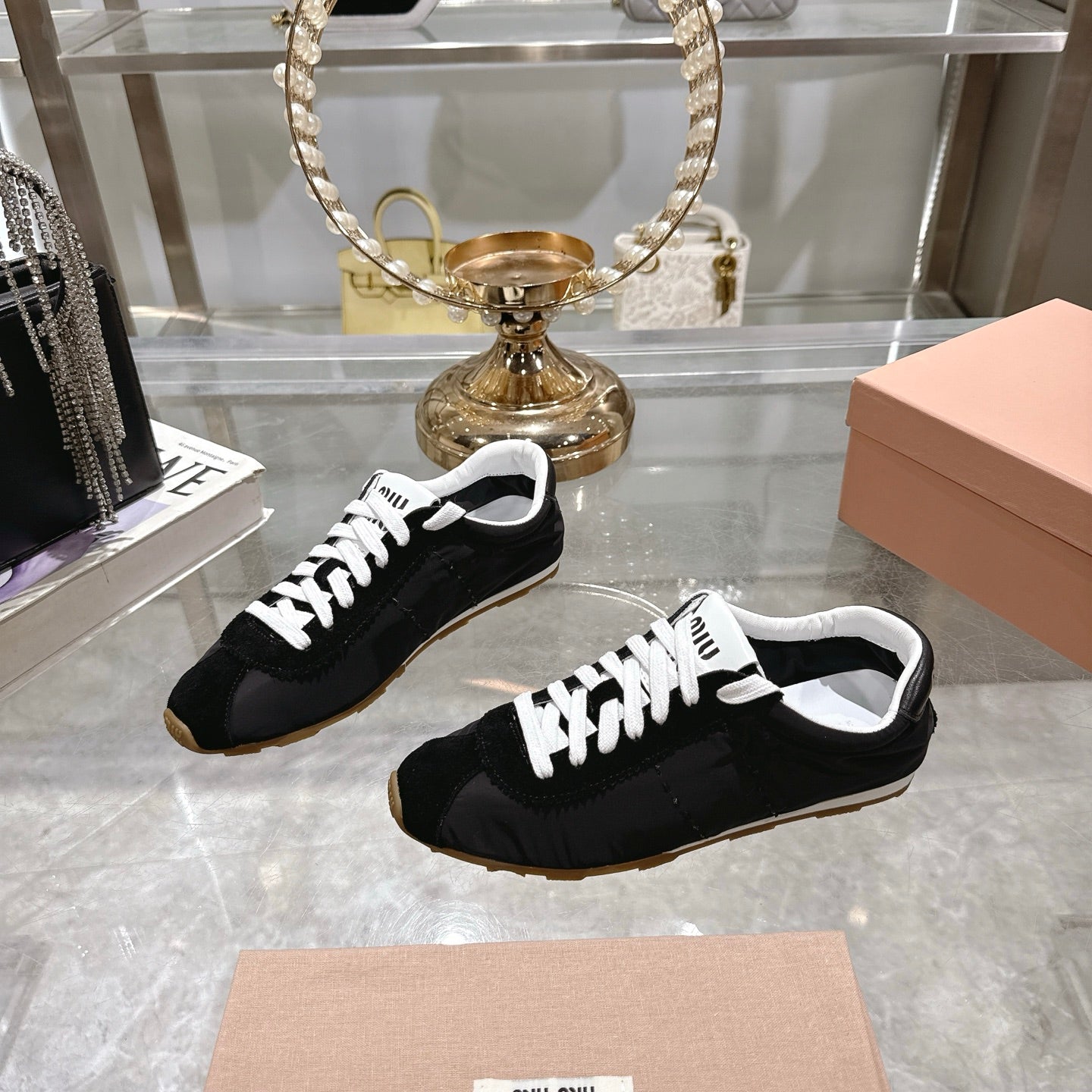 PLUME NAPPA SNEAKERS IN BLACK SUEDE AND CANVAS - 35