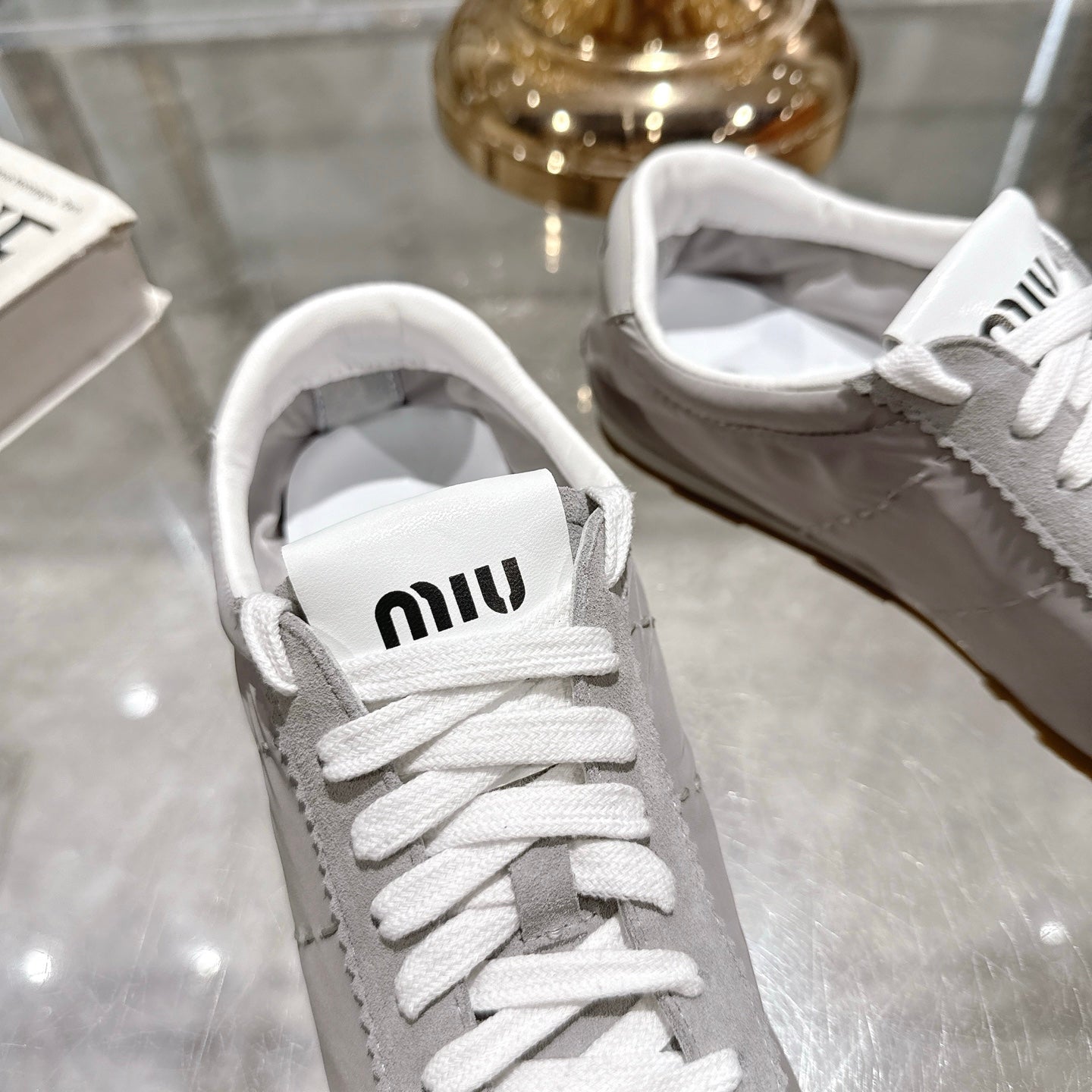 PLUME NAPPA SNEAKERS IN GREY SUEDE AND CANVAS - 35