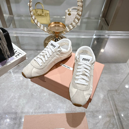 PLUME NAPPA SNEAKERS IN OFF WHITE SUEDE AND CANVAS - 35