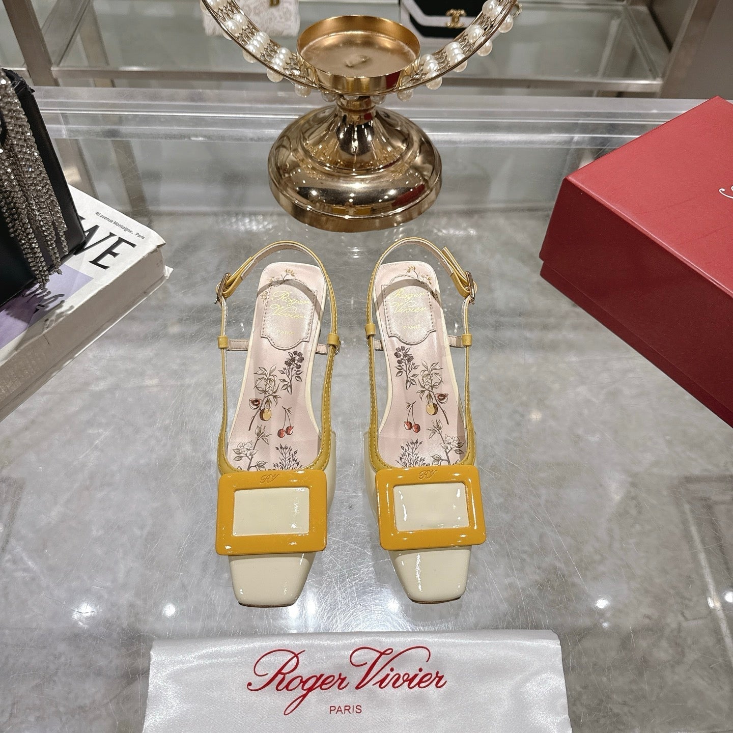 VIVIER SLINGBACK 45 IN YELLOW CALFSKIN - 34