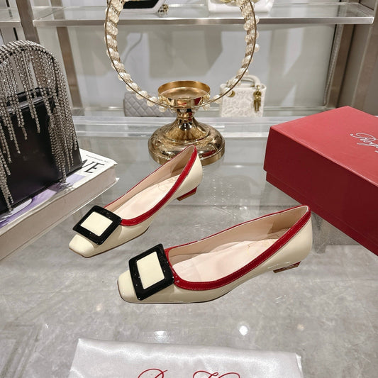 ROGER VIVIER 25S TROMPETTE BALLERINAS 25MM IN IVORY CALFSKIN - 35
