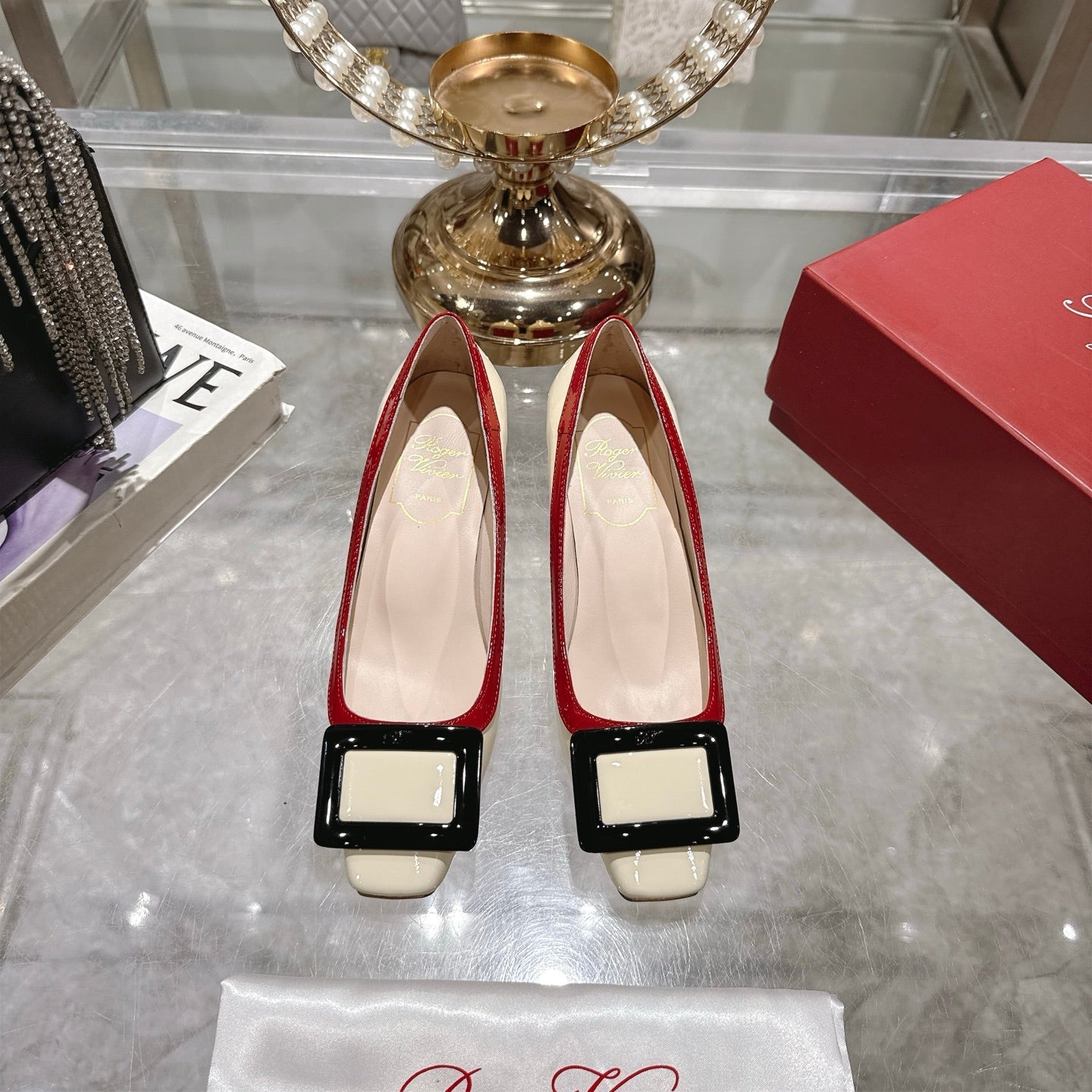 ROGER VIVIER 25S TROMPETTE BALLERINAS 45MM IN IVORY CALFSKIN - 35
