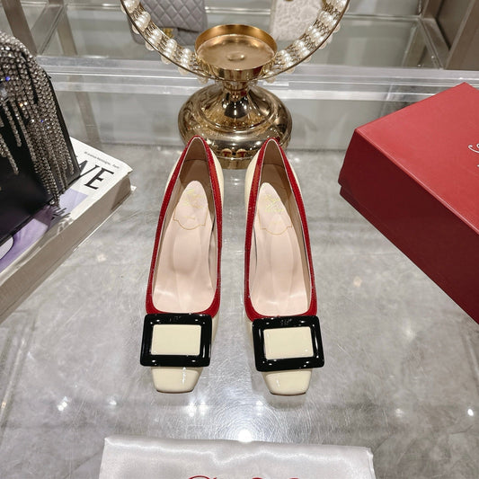 ROGER VIVIER 25S TROMPETTE BALLERINAS 75MM IN IVORY CALFSKIN - 35