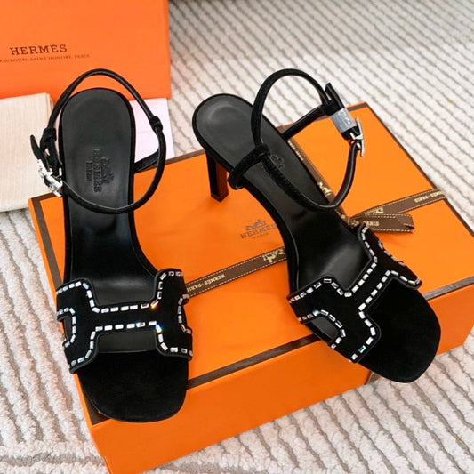 HIGH SANDAL 8.5 CM IN BLACK SUEDE - 34
