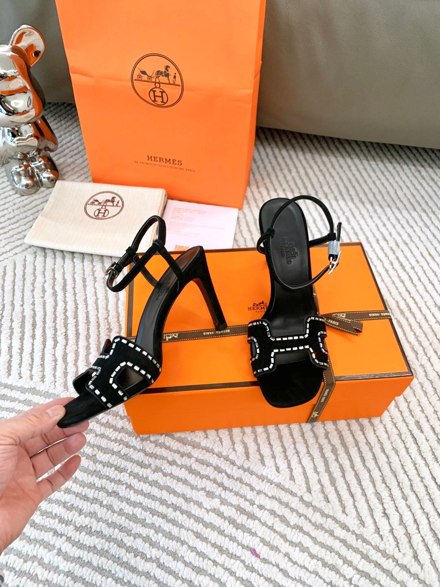 HIGH SANDAL 8.5 CM IN BLACK SUEDE - 34