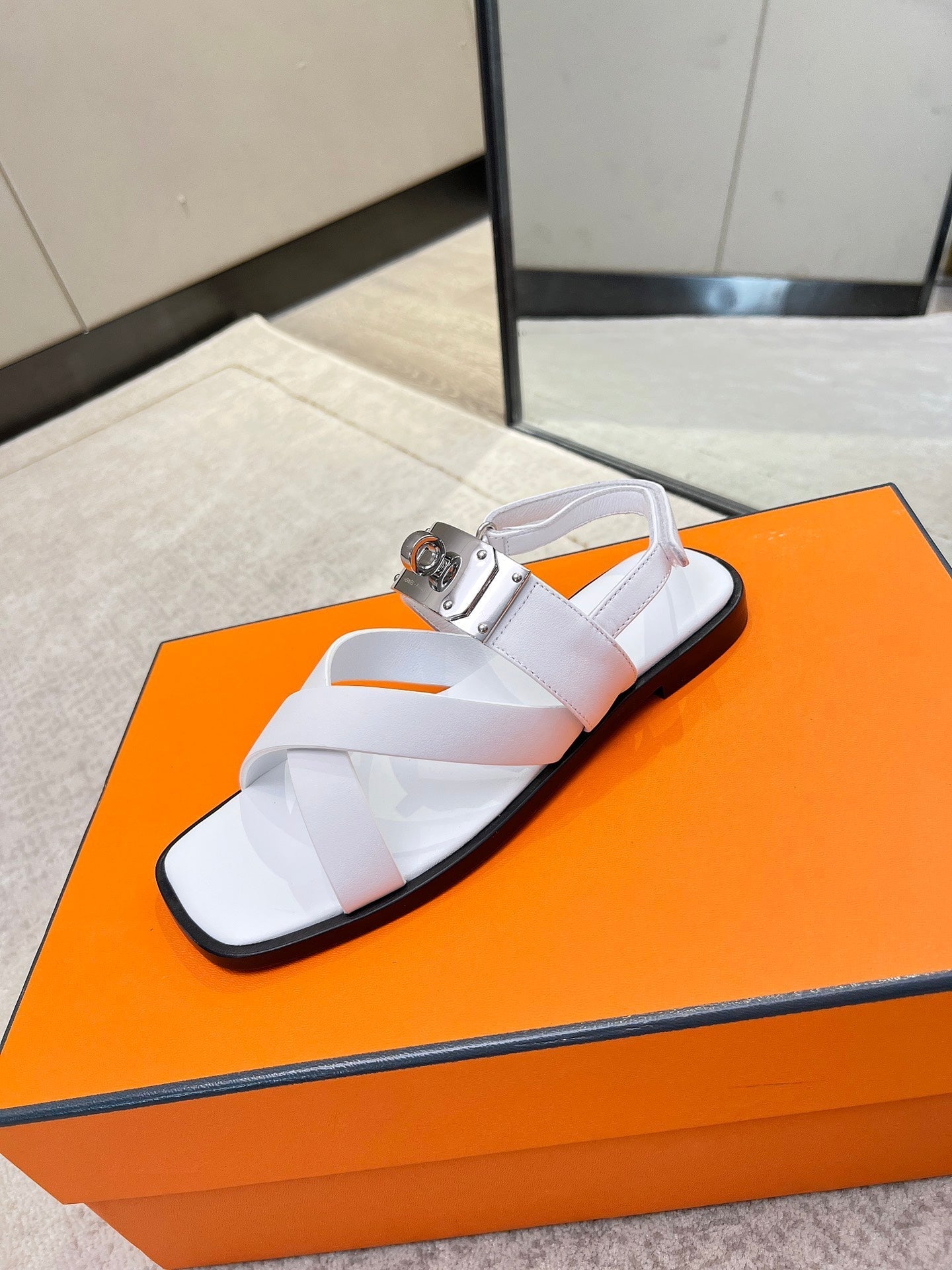 Ines sandal white calfskin - 35
