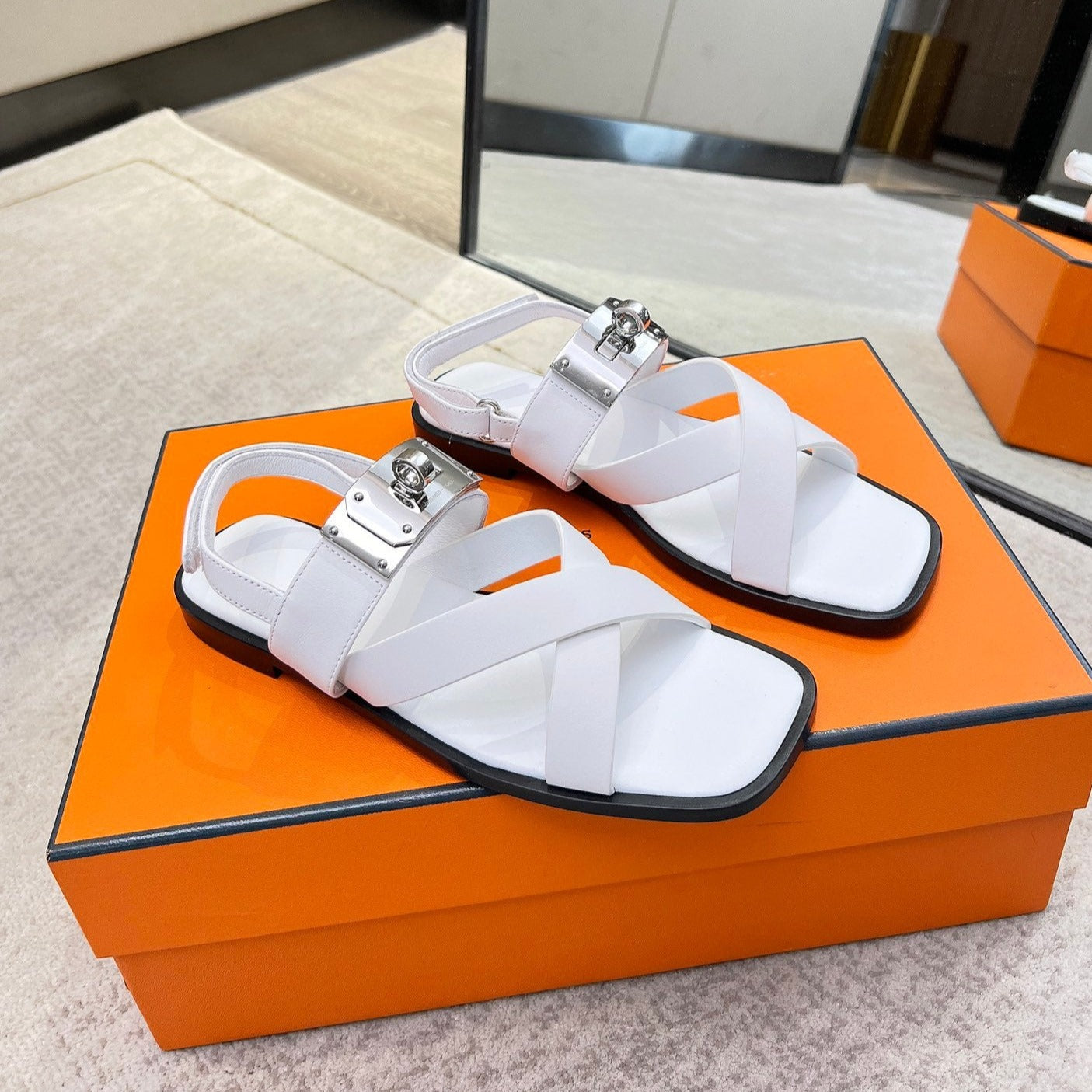 Ines sandal white calfskin - 35
