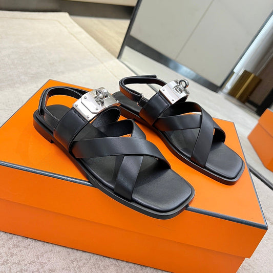 Ines sandal black calfskin - 35