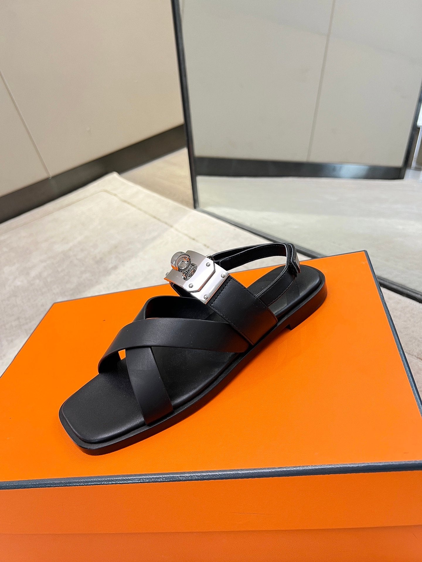 Ines sandal black calfskin - 35