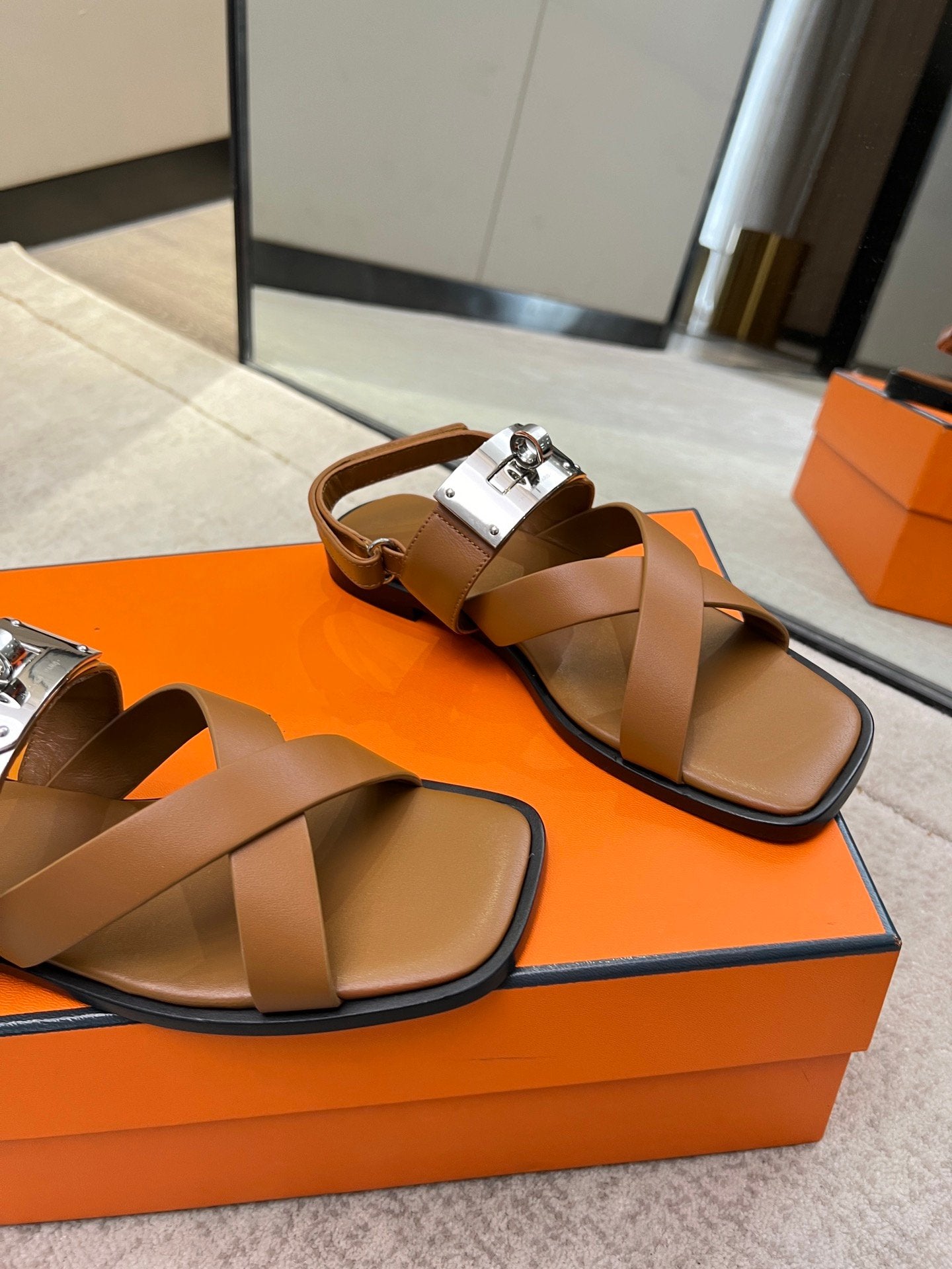 Ines sandal brown calfskin - 35