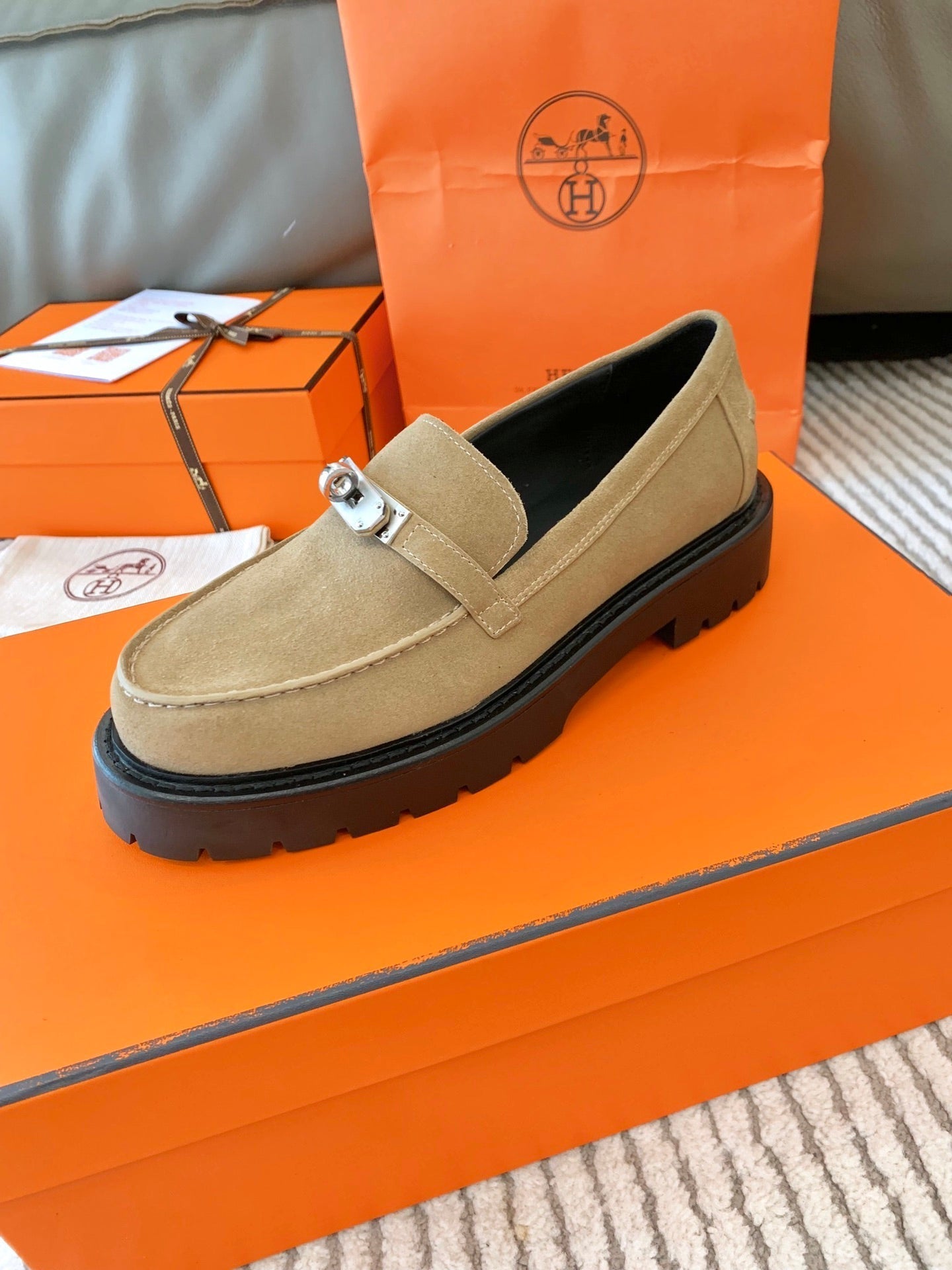 ICONE LOAFER IN TORTILLA BROWN SUEDE - 34
