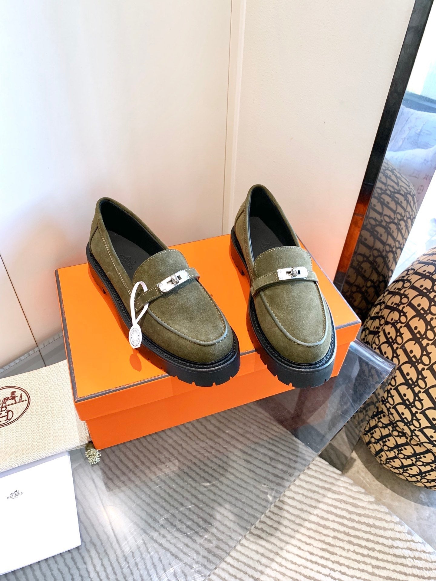 ICONE LOAFER IN ARMY GREEN SUEDE - 34