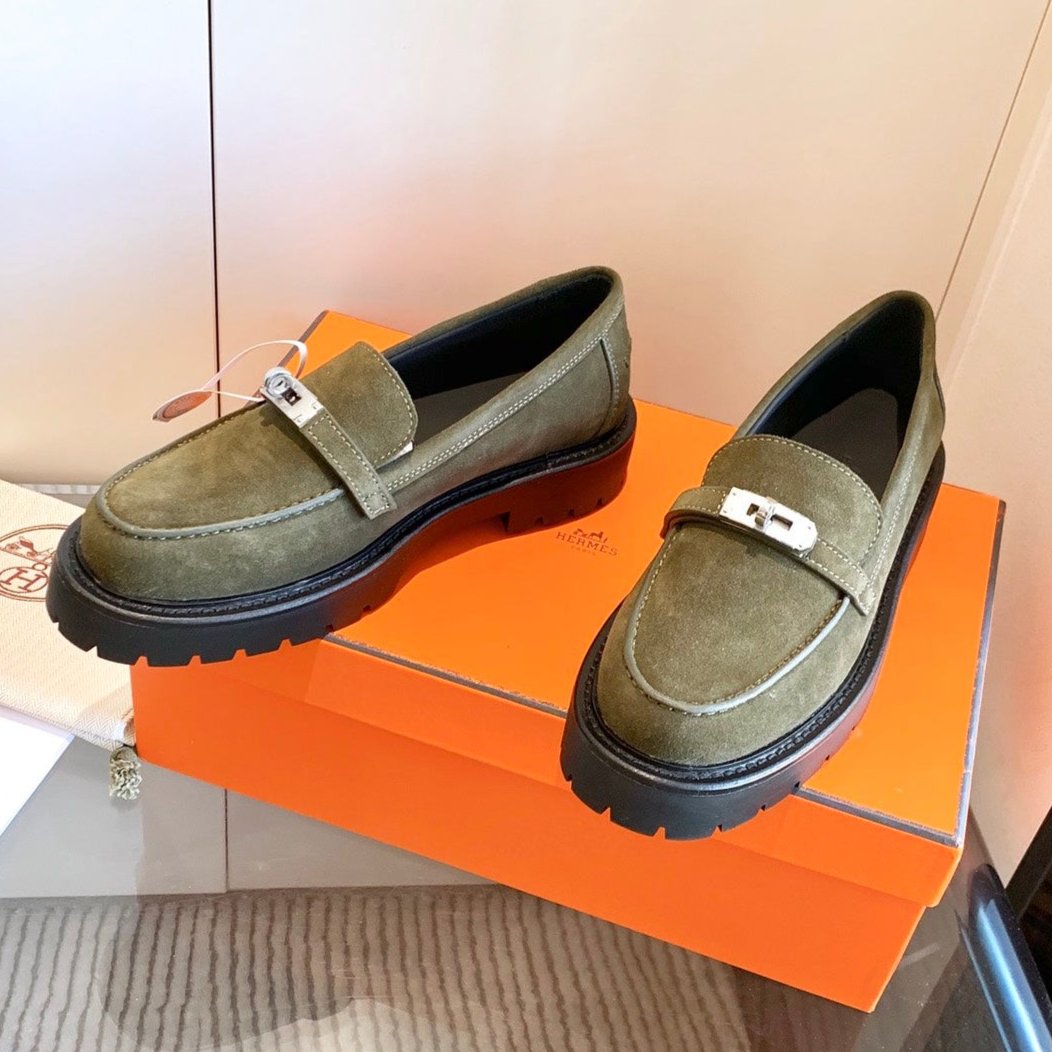 ICONE LOAFER IN ARMY GREEN SUEDE - 34