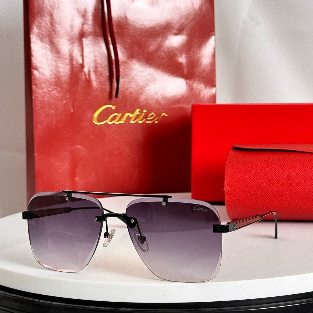 SANTOS SQUARE FRAME SUNGLASSES 524492 IN METAL AND WOODEN - Dark green