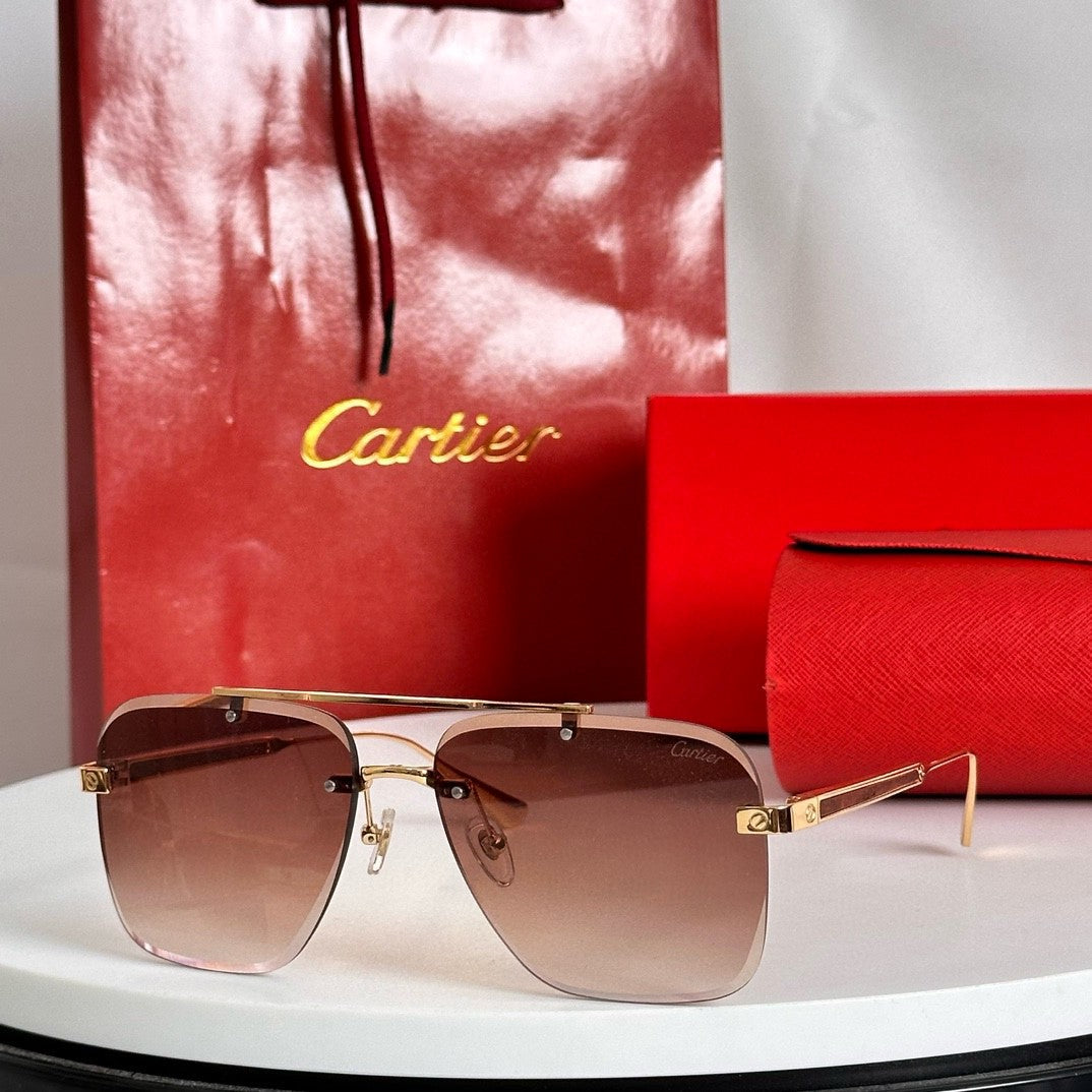 SANTOS SQUARE FRAME SUNGLASSES 524492 IN METAL AND WOODEN - Dark green