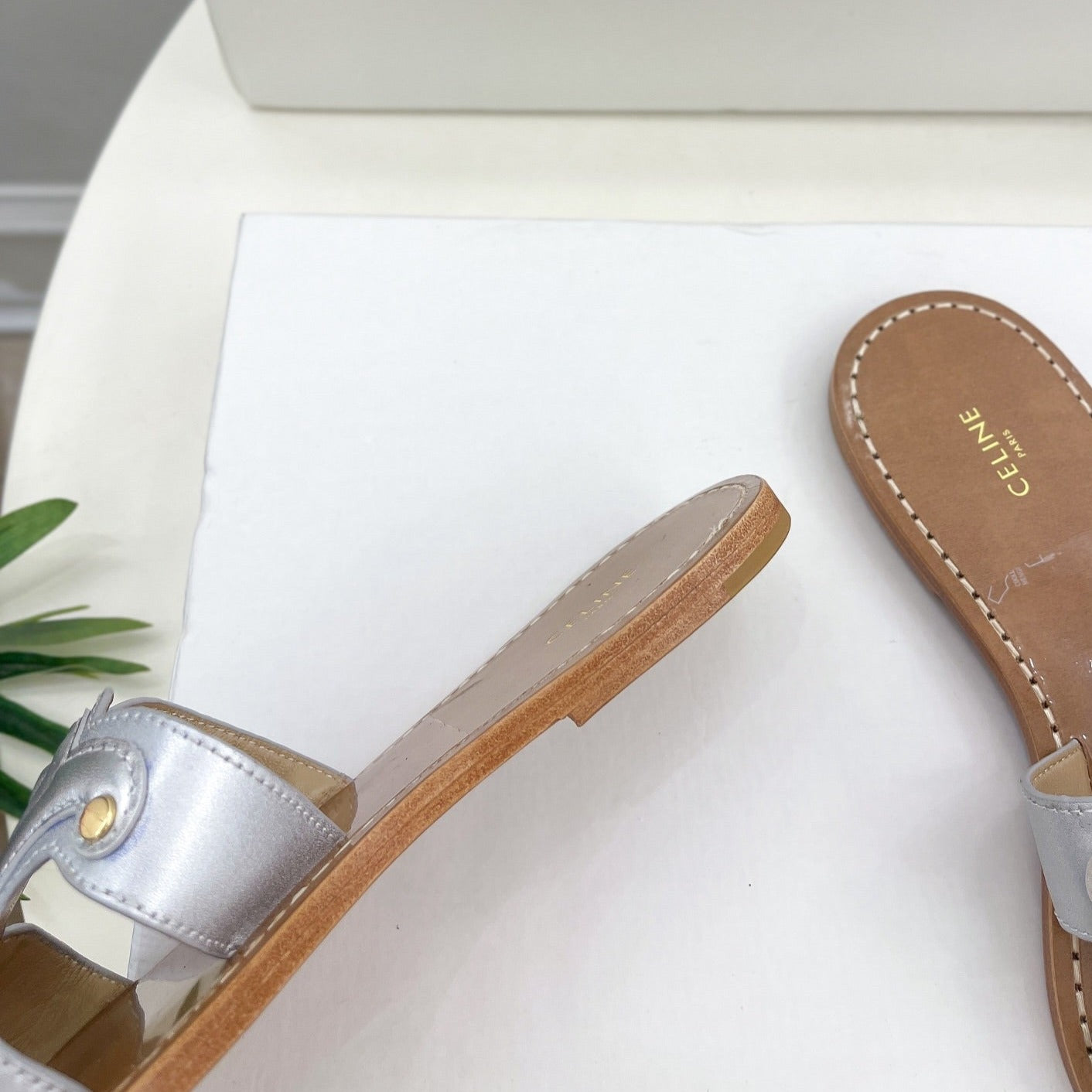 TRIOMPHE MULE IN CALFSKIN SILVER - 35