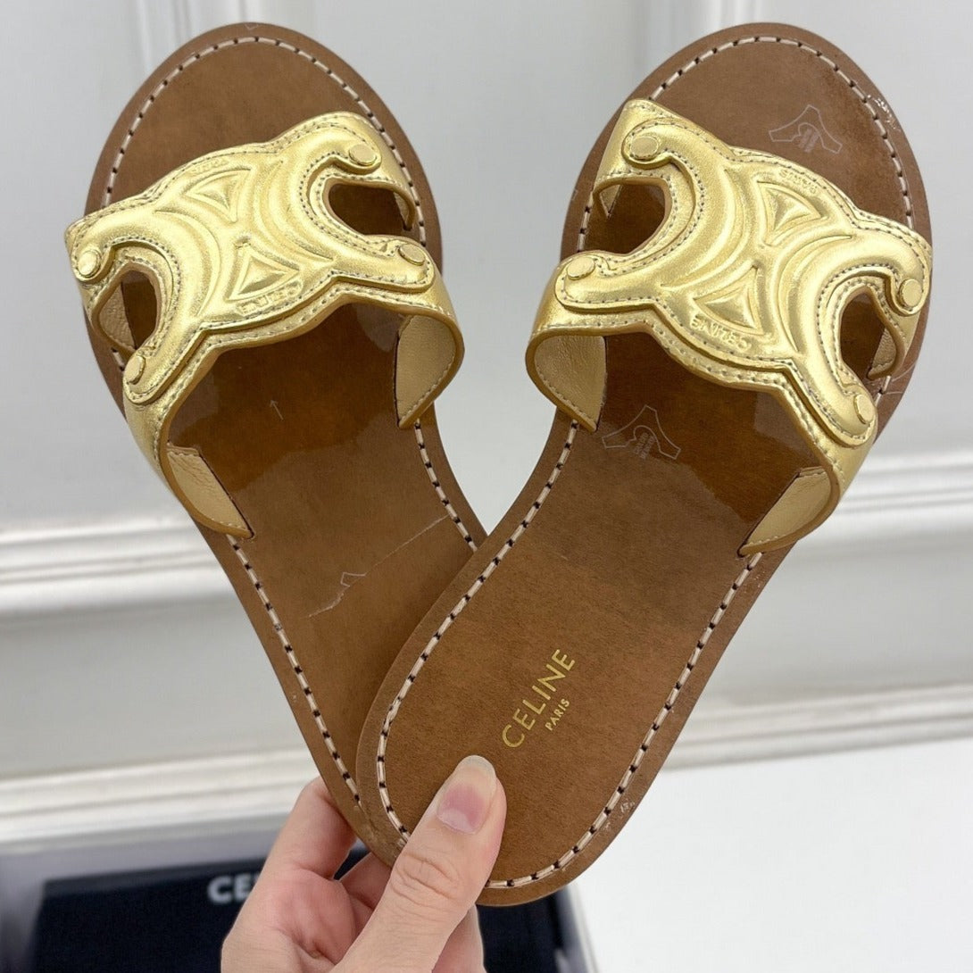 TRIOMPHE MULE IN CALFSKIN GOLD - 35
