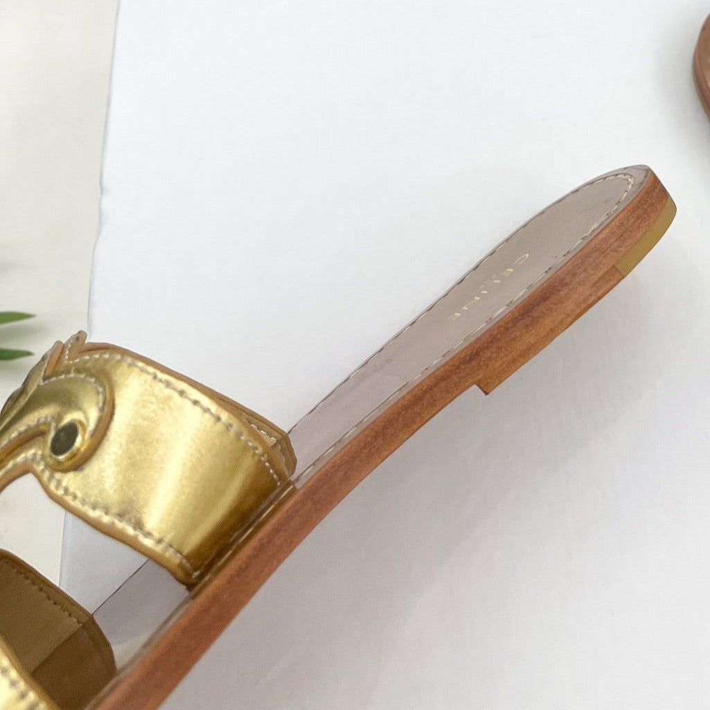 TRIOMPHE MULE IN CALFSKIN GOLD - 35