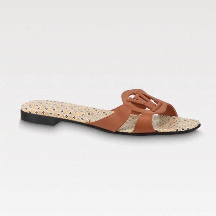 LV WOMEN ISOLA FLAT MULE IN CINNAMON BROWN SHEEPSKIN - 35