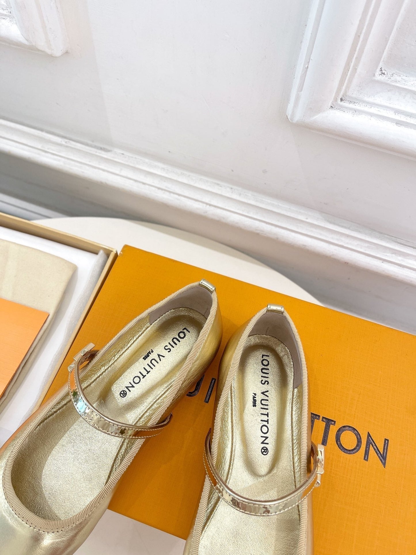 LV WOMEN ROMY FLAT BALLERINA IN GOLDEN METALLIC LAMBSKIN - 35