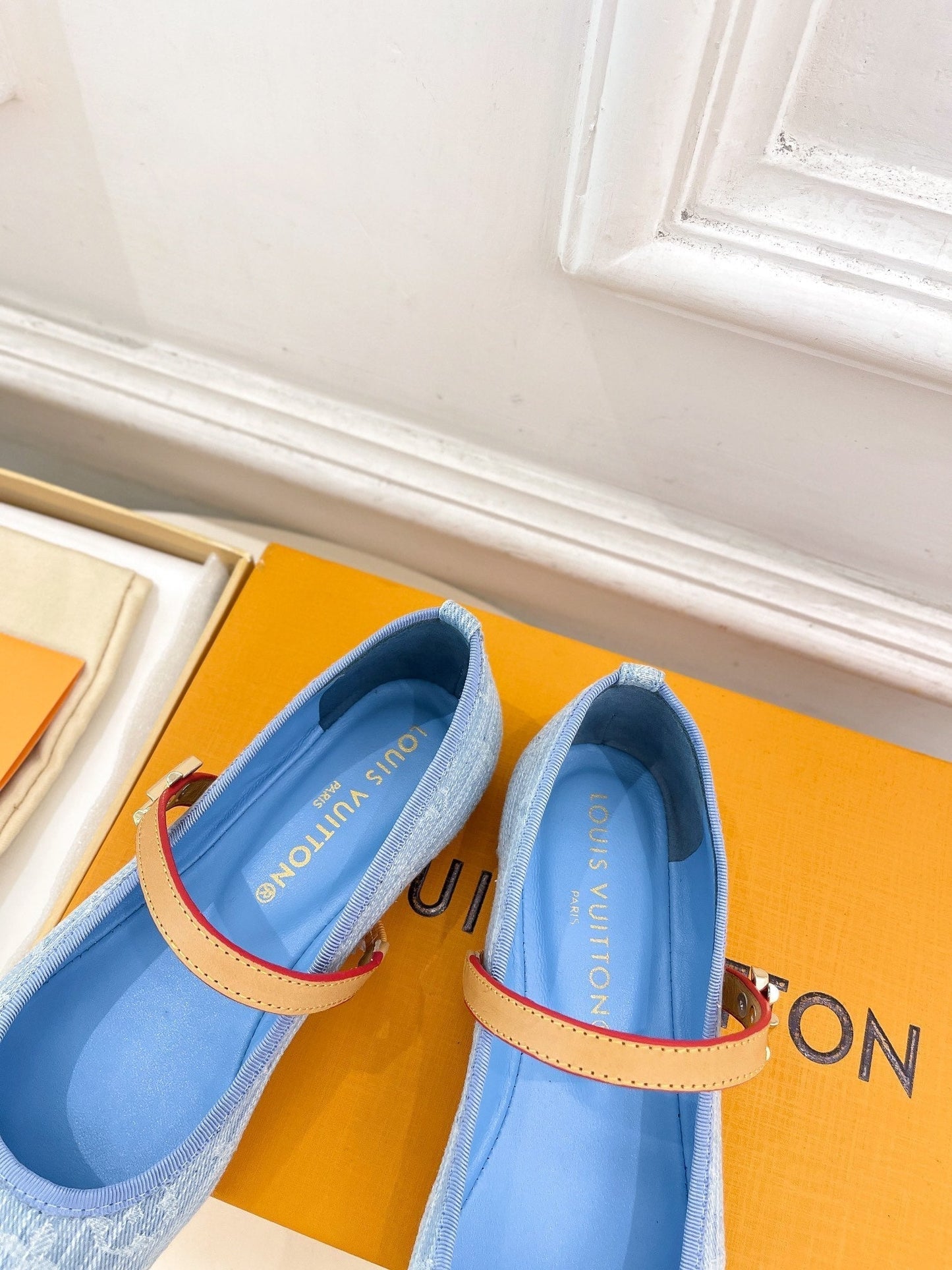 LV WOMEN ROMY FLAT BALLERINA IN LIGHT BLUE MONOGRAM DENIM - 35