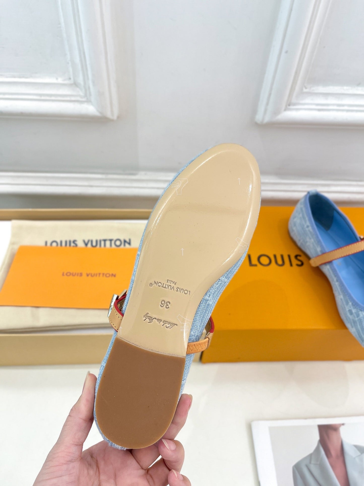 LV WOMEN ROMY FLAT BALLERINA IN LIGHT BLUE MONOGRAM DENIM - 35