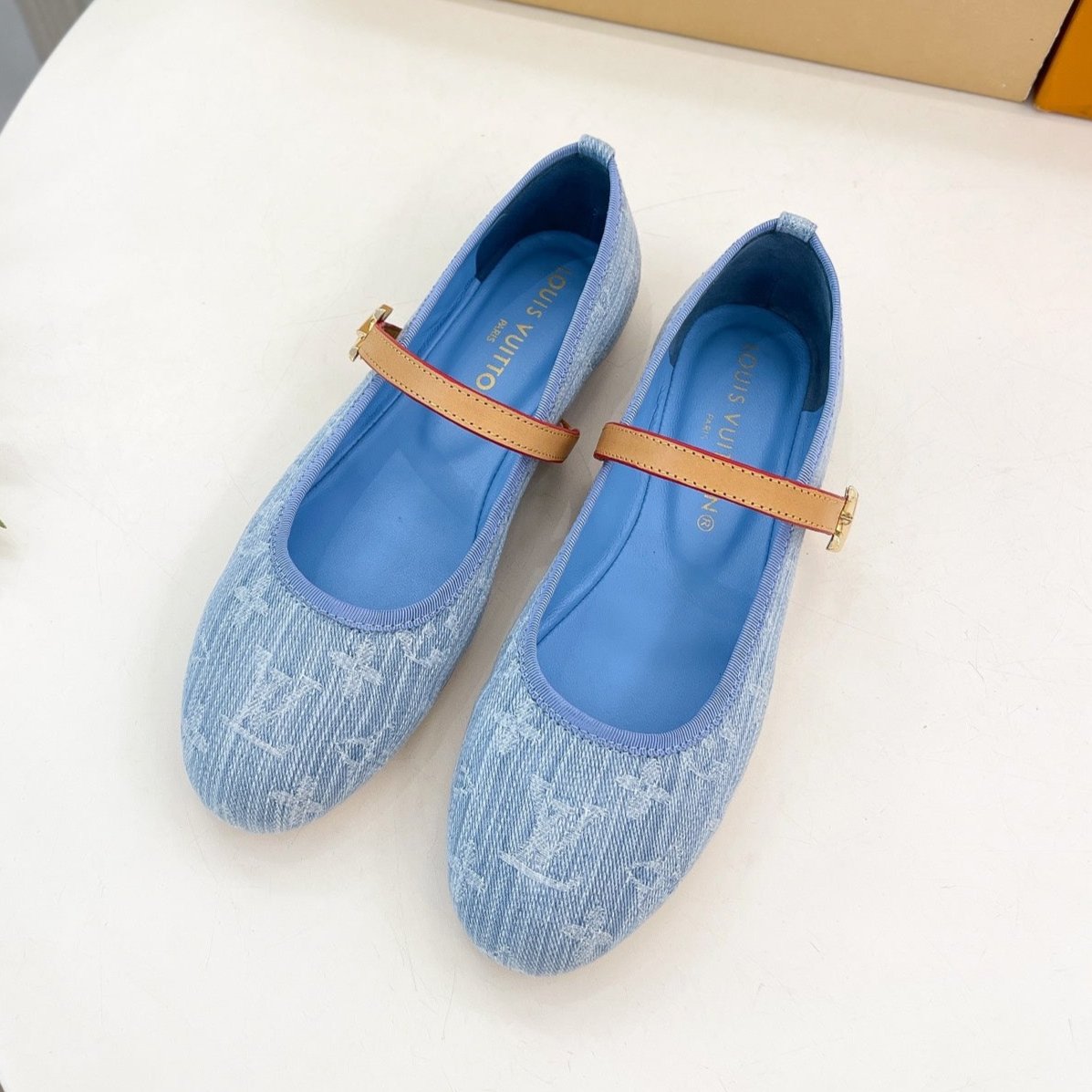 LV WOMEN ROMY FLAT BALLERINA IN LIGHT BLUE MONOGRAM DENIM - 35