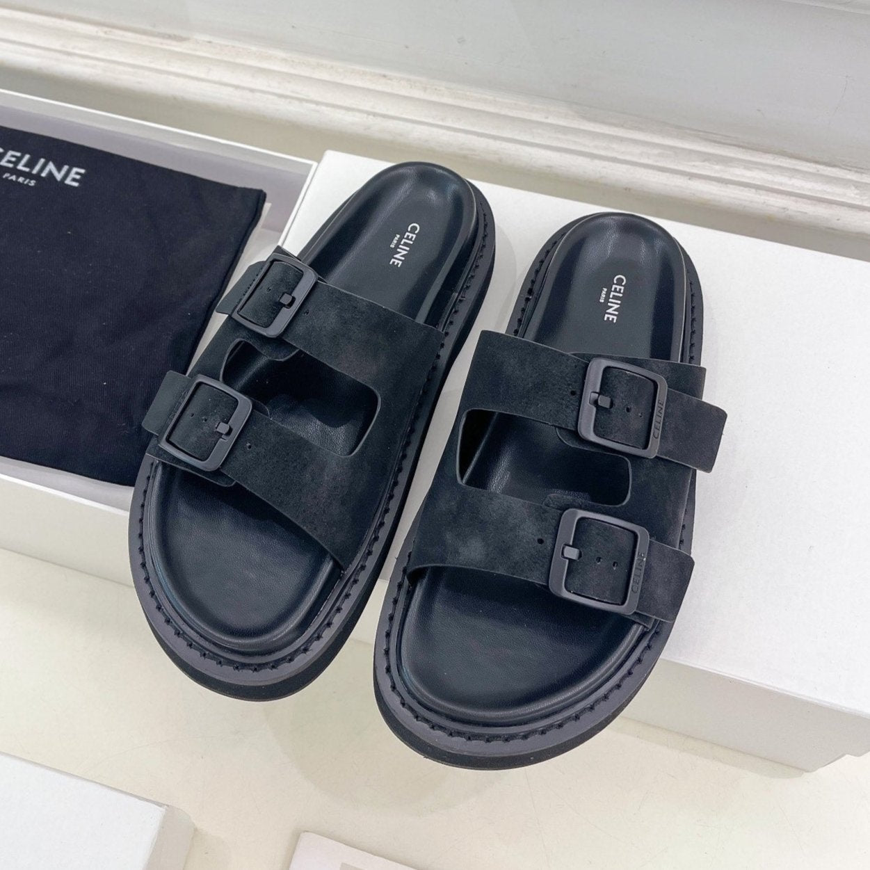DAD SANDAL MULE IN BLACK SUEDE - 35