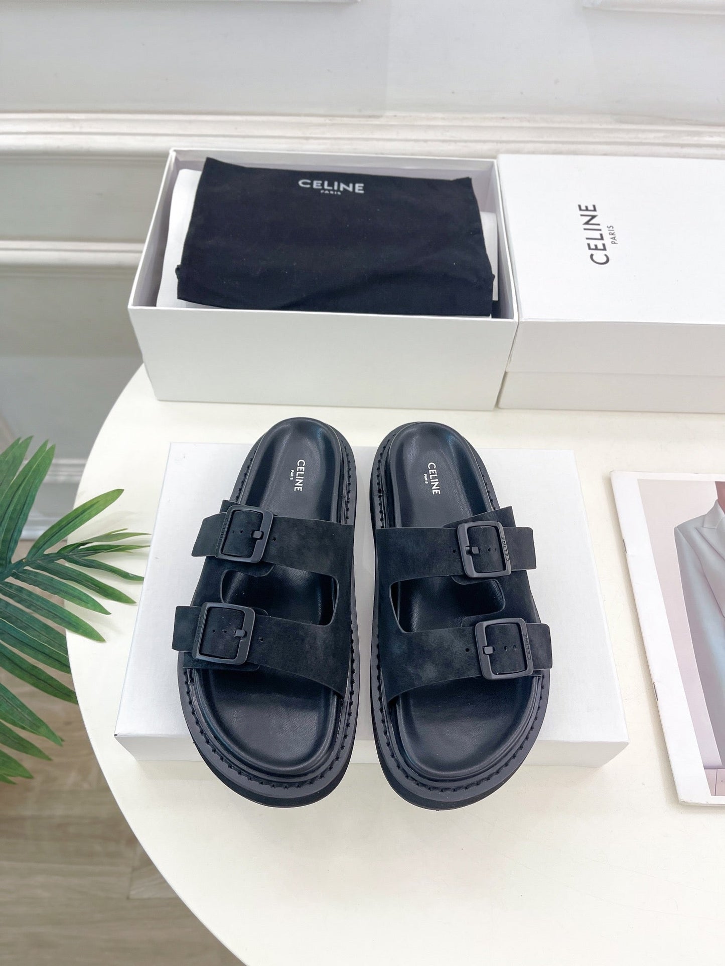 DAD SANDAL MULE IN BLACK SUEDE - 35