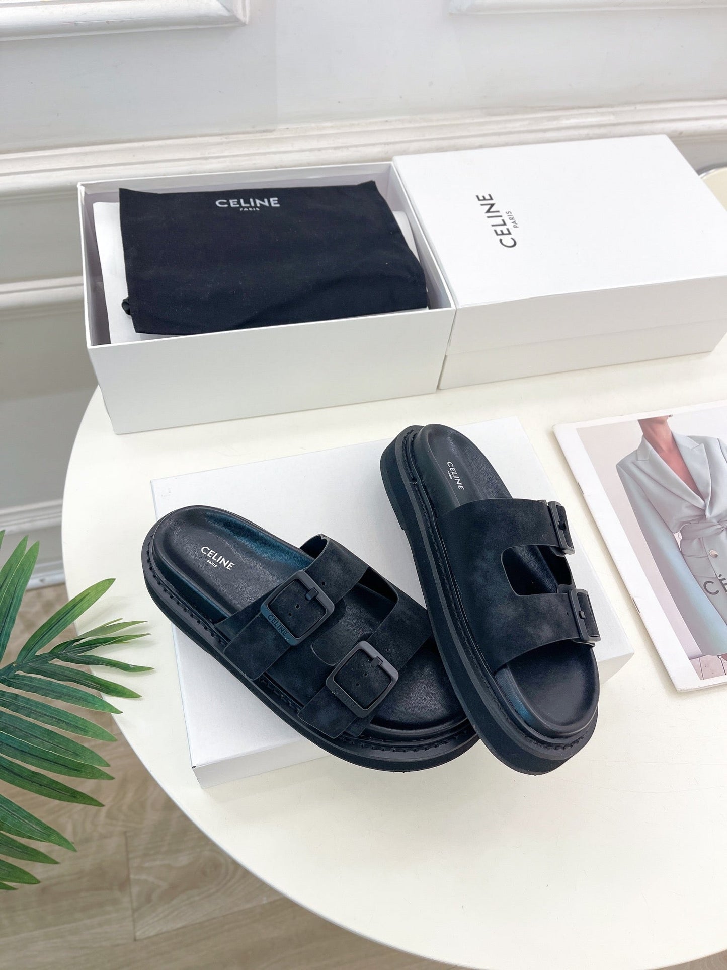 DAD SANDAL MULE IN BLACK SUEDE - 35