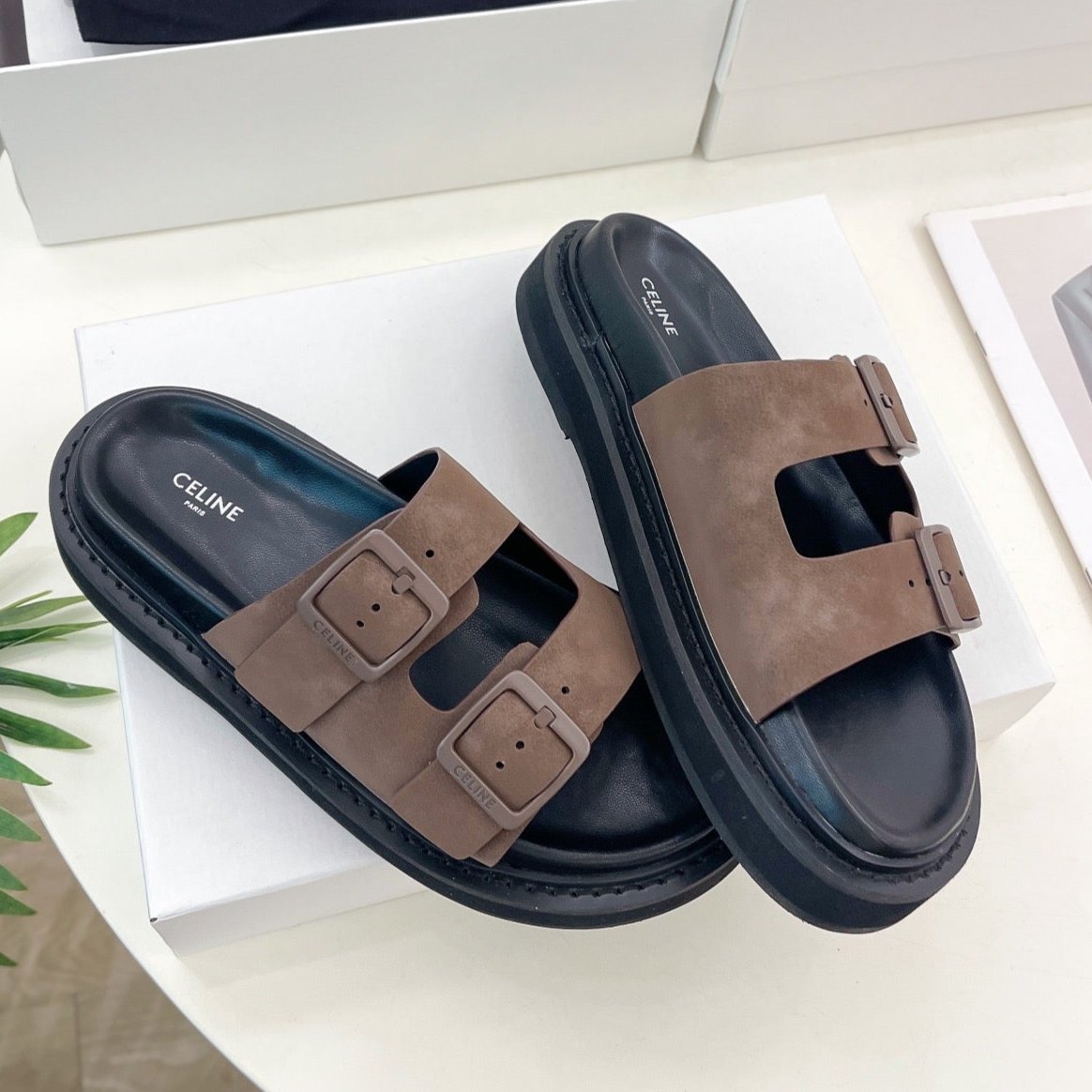DAD SANDAL MULE IN MEIDUM BROWN SUEDE - 35