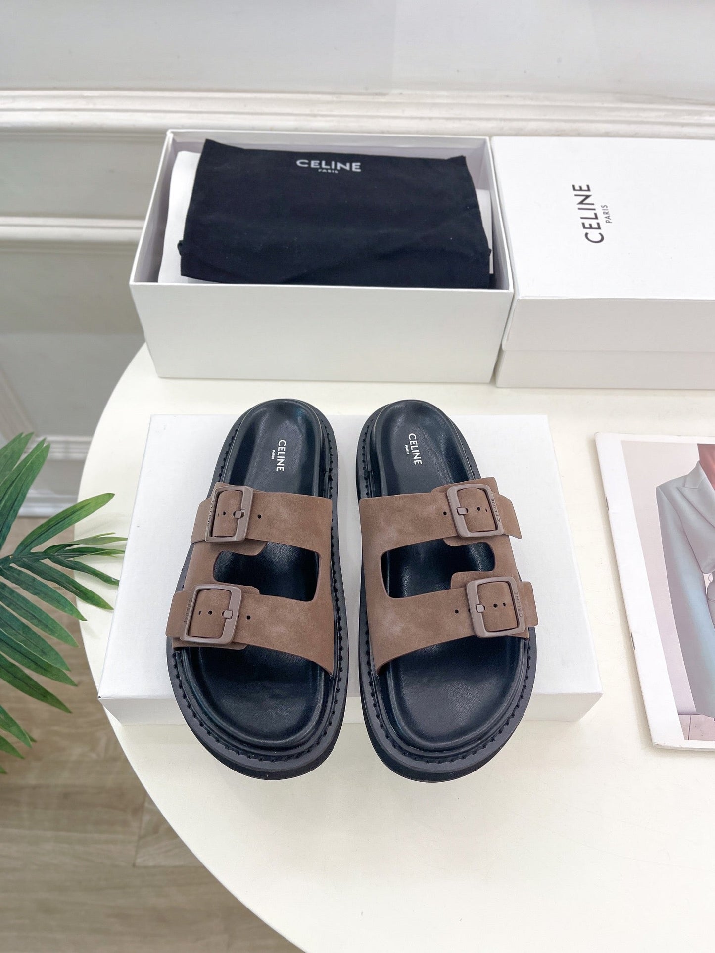 DAD SANDAL MULE IN MEIDUM BROWN SUEDE - 35