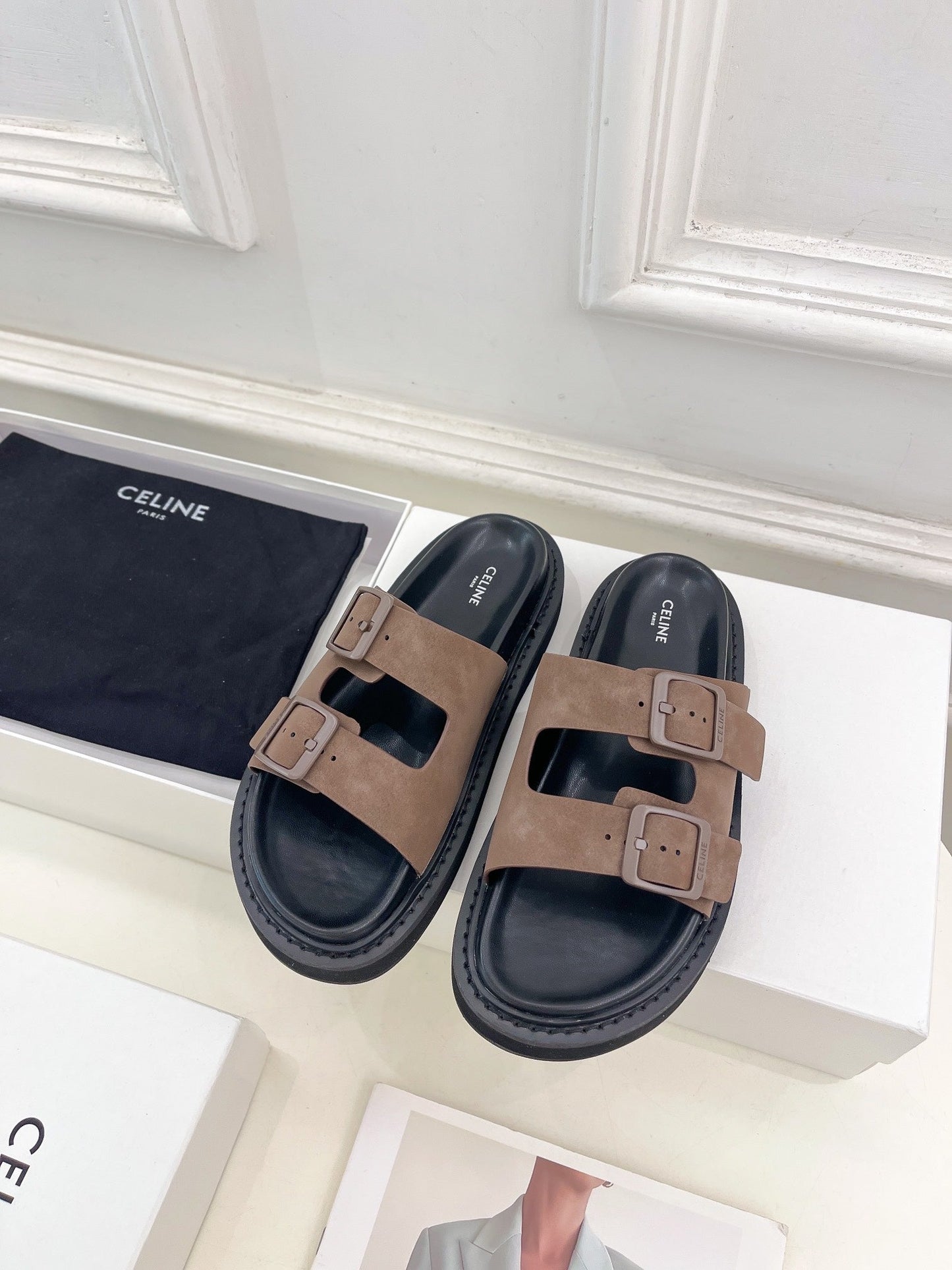 DAD SANDAL MULE IN MEIDUM BROWN SUEDE - 35
