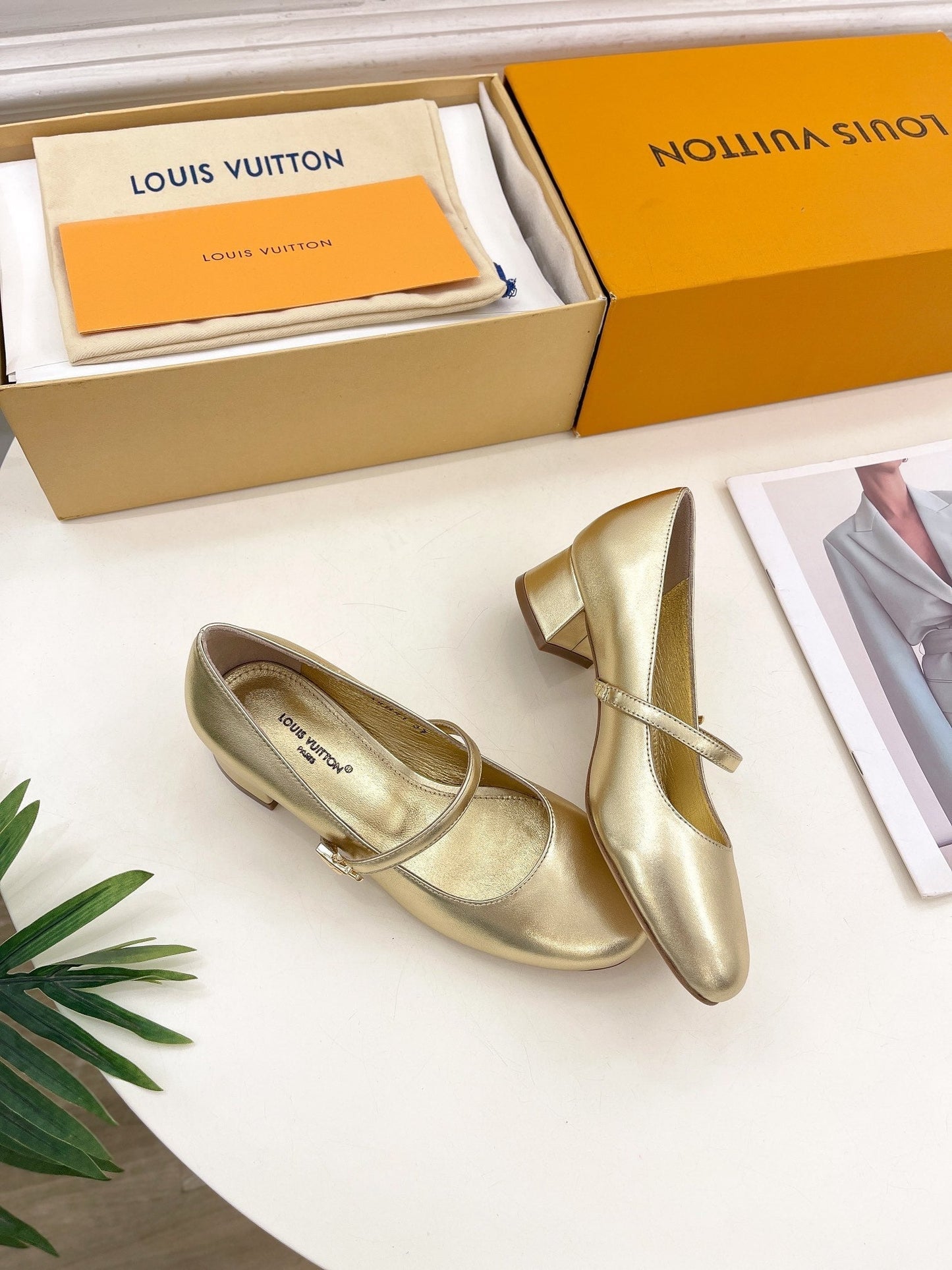 LV WOMEN ROMY HIGH BALLERINA IN GOLDEN METALLIC LAMBSKIN - 35