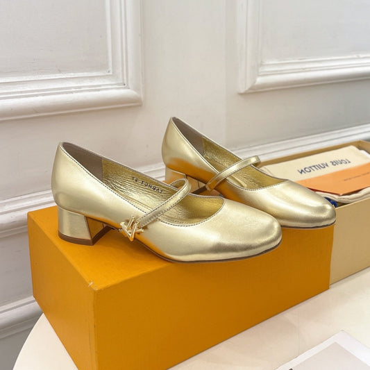 LV WOMEN ROMY HIGH BALLERINA IN GOLDEN METALLIC LAMBSKIN - 35