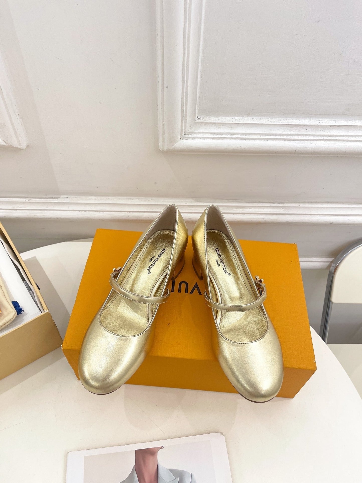 LV WOMEN ROMY HIGH BALLERINA IN GOLDEN METALLIC LAMBSKIN - 35
