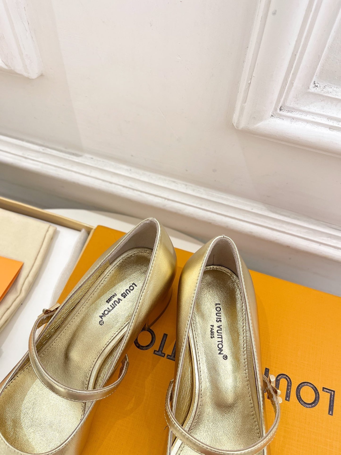 LV WOMEN ROMY HIGH BALLERINA IN GOLDEN METALLIC LAMBSKIN - 35
