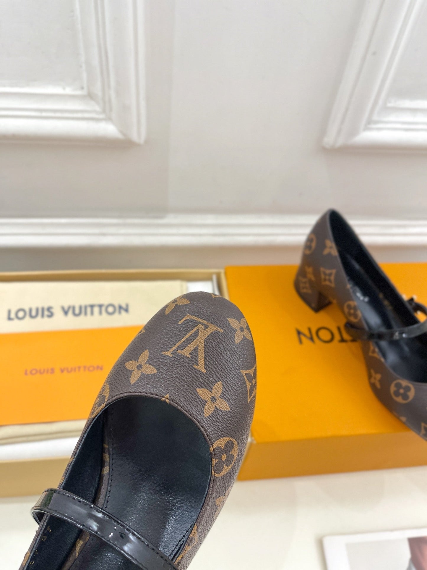 LV WOMEN ROMY HIGH BALLERINA IN CHOCOLATE BROWN MONOGRAM LAMBSKIN - 35